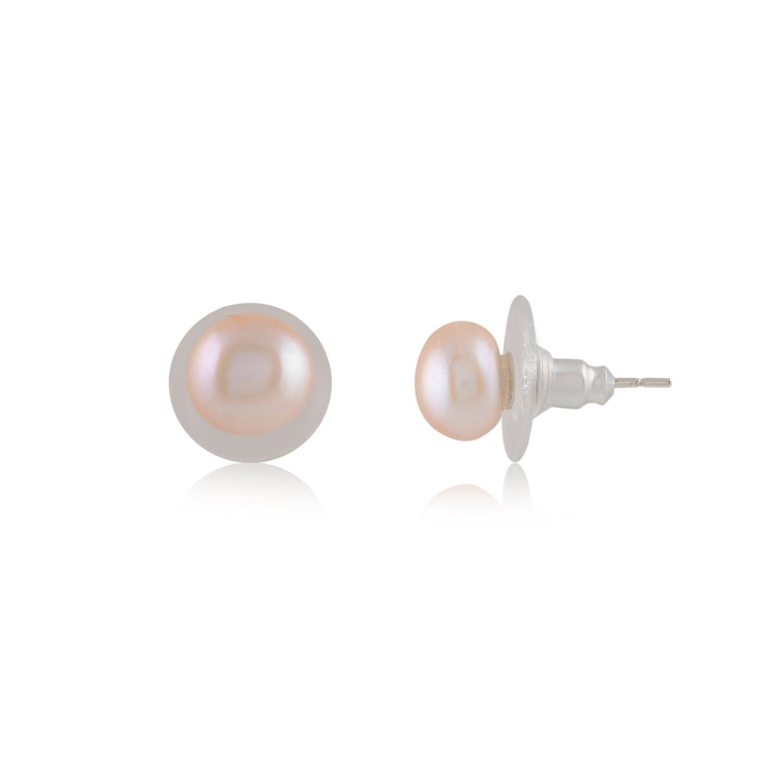 Ivory Round Studs (Pink Freshwater Pearl Ear Studs)