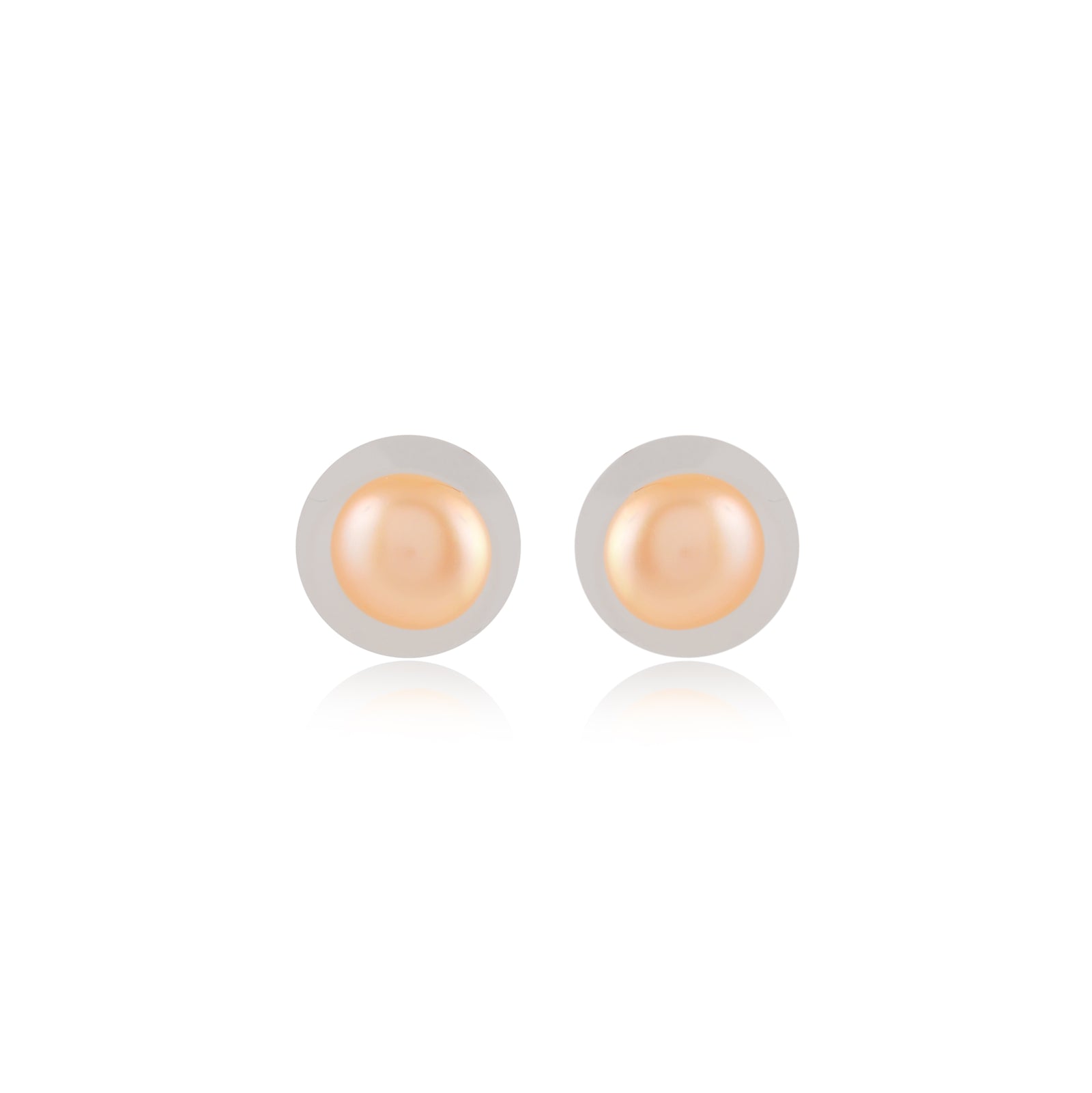 Blush Peach Freshwater Pearl Stud Earrings in Sterling Silver | AAA Pearl Studs | 4MM