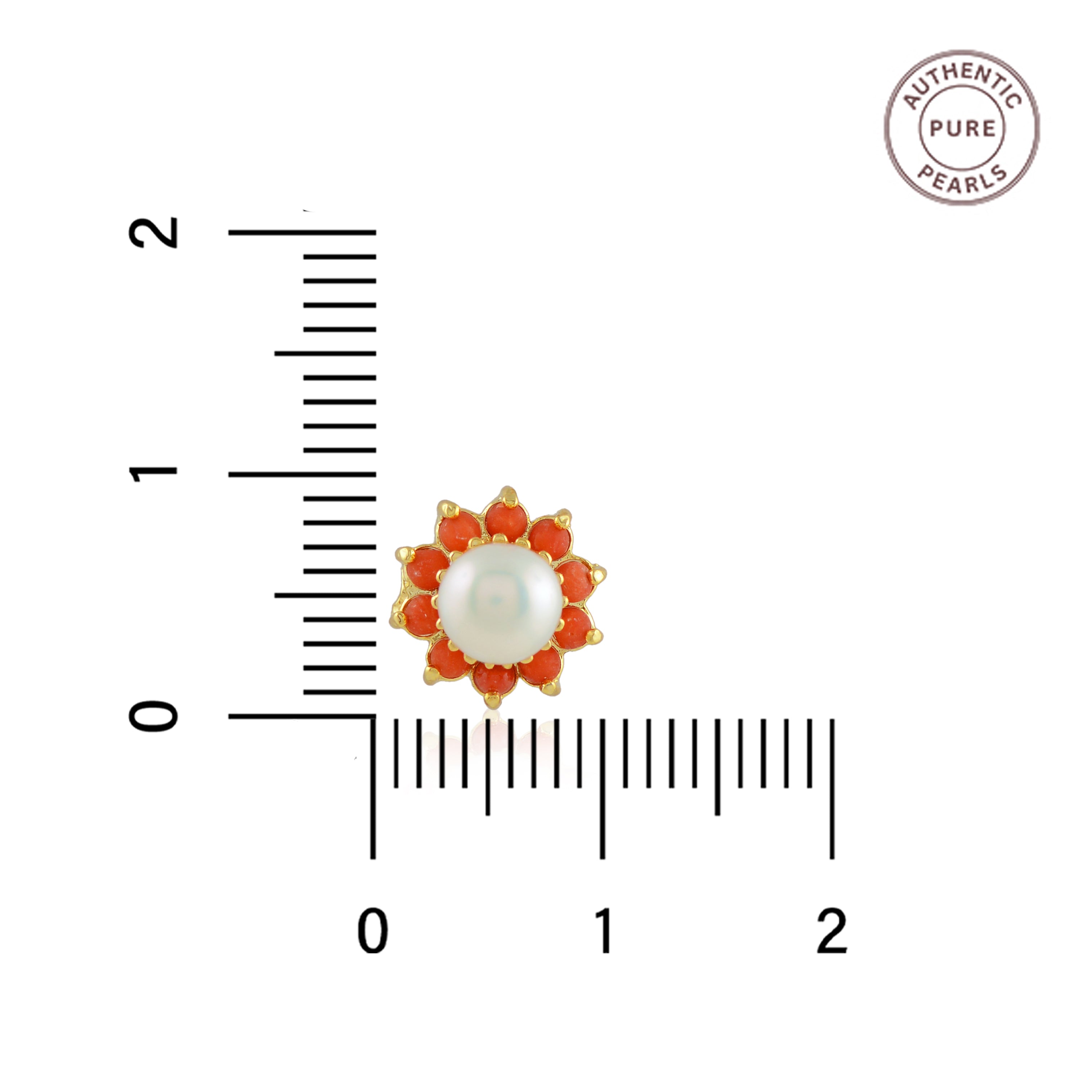 Coral Bloom Pearl Studs (Coral & Freshwater Pearl Stud Earrings)