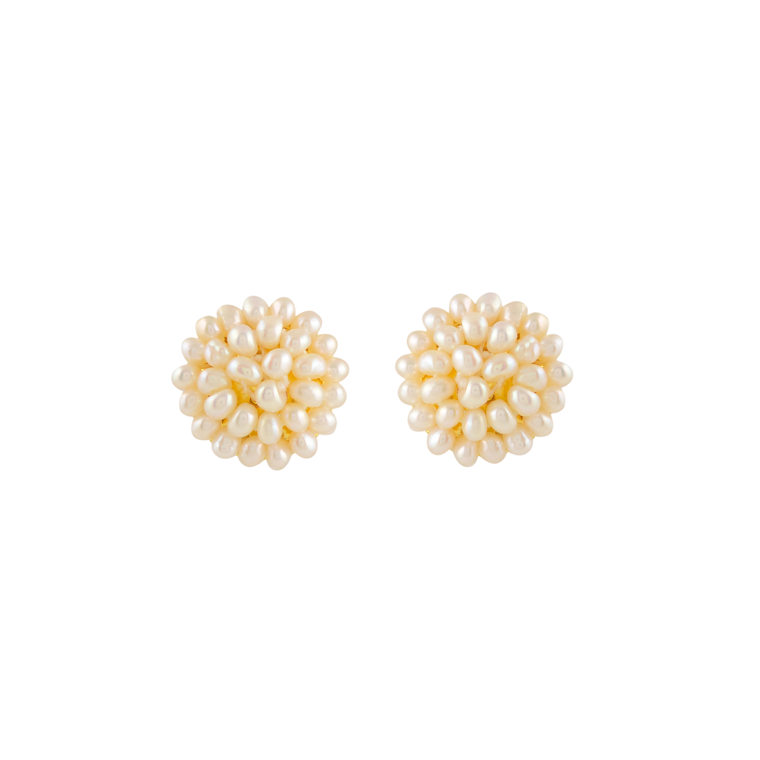 Ivory Bloom Pearl Stud Earrings (Handcrafted Freshwater Pearl Stud Earrings)