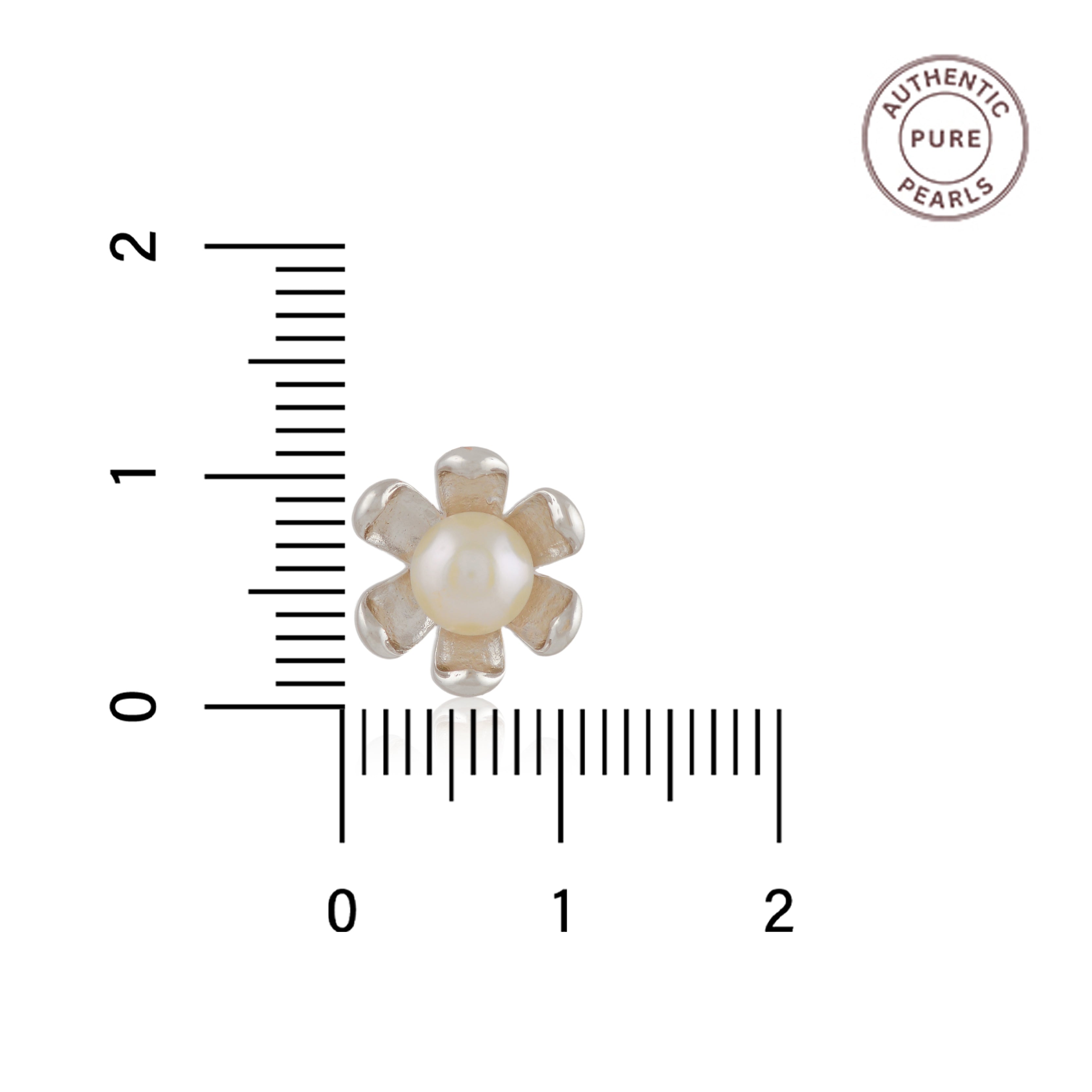 Floral Pearl Stud Earrings in Silver (Freshwater Pearl Floral Stud Earrings)