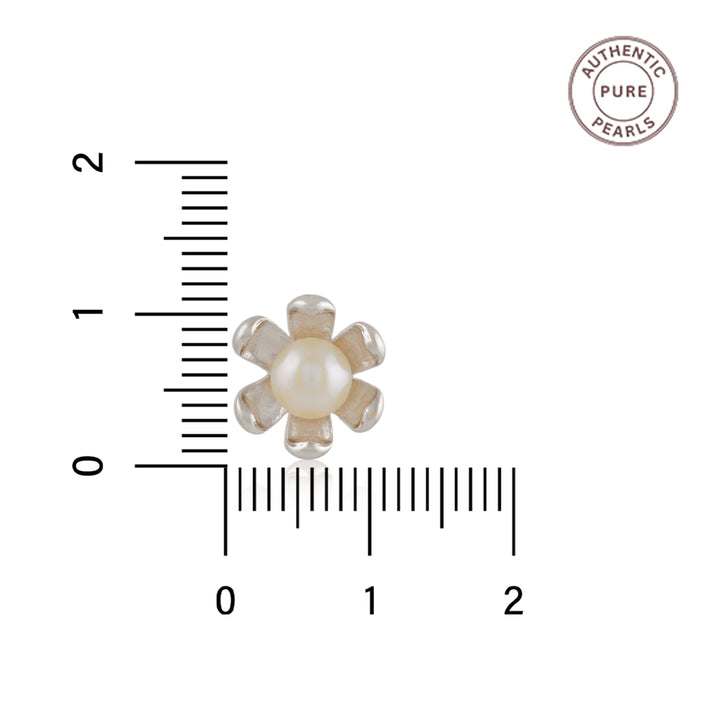 Floral Pearl Stud Earrings in Silver (Freshwater Pearl Floral Stud Earrings)