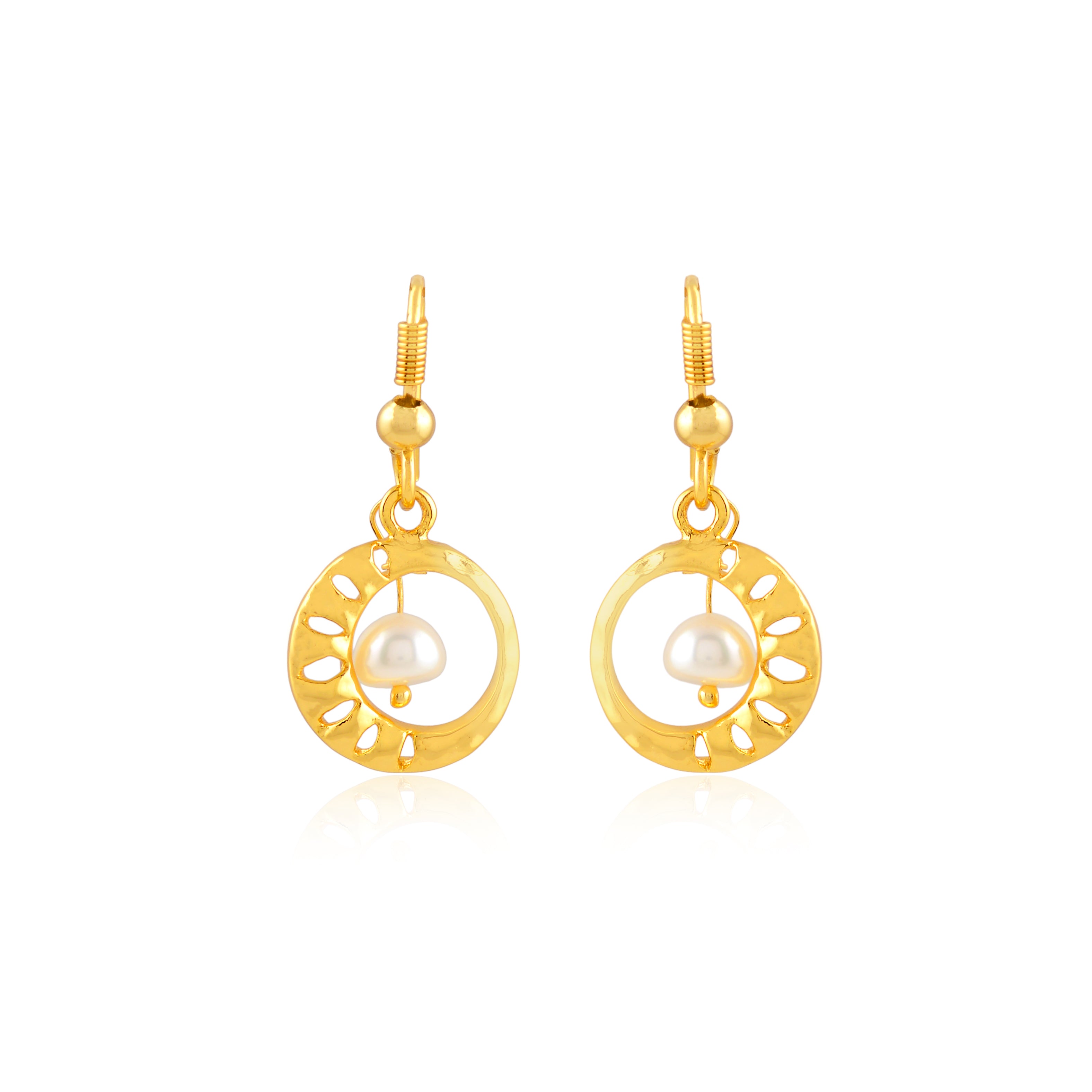 Halo Pearl Drop Earrings (Freshwater Pearl Drop Earrings in Gold-Plated Silver)
