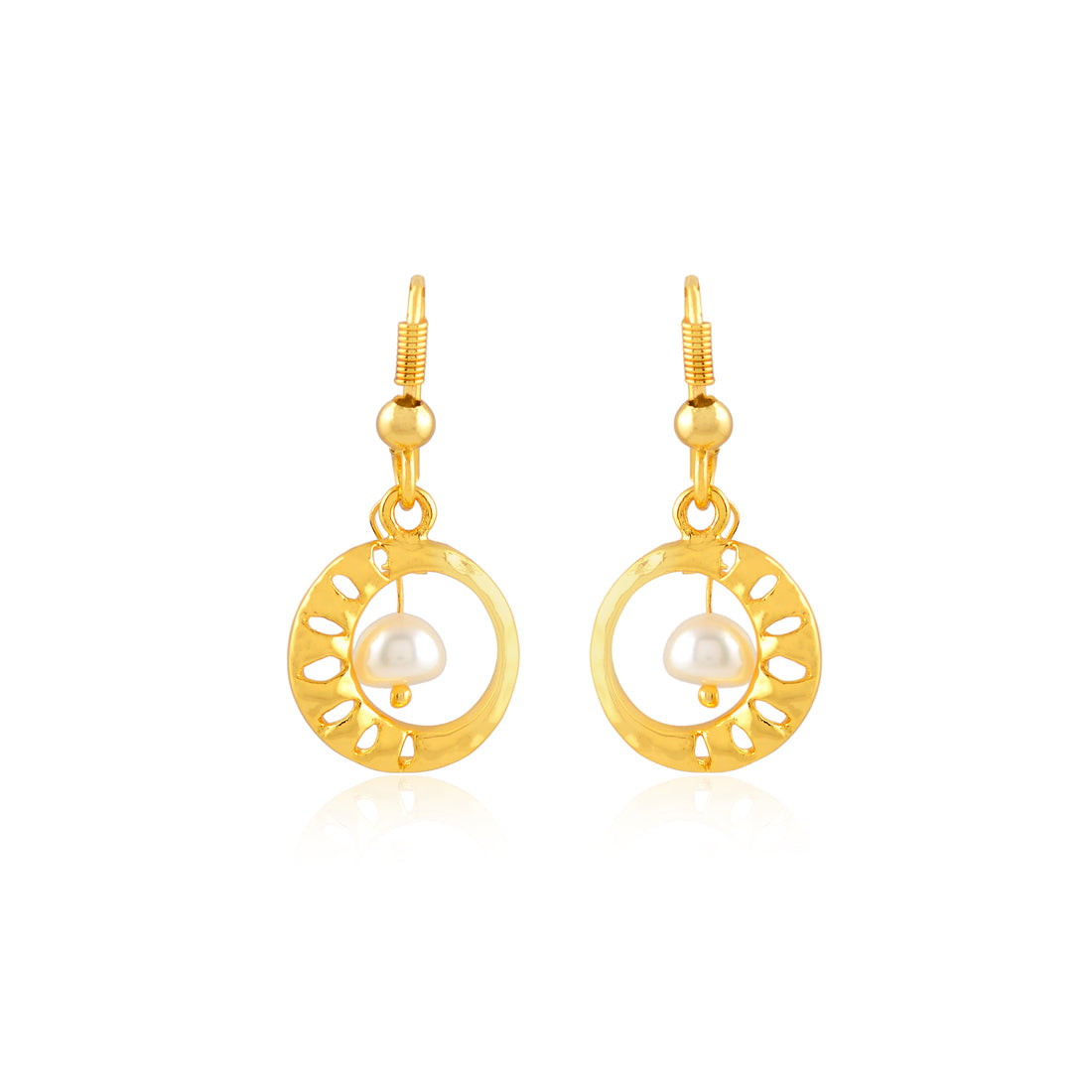 Halo Pearl Drop Earrings (Freshwater Pearl Drop Earrings in Gold-Plated Silver)