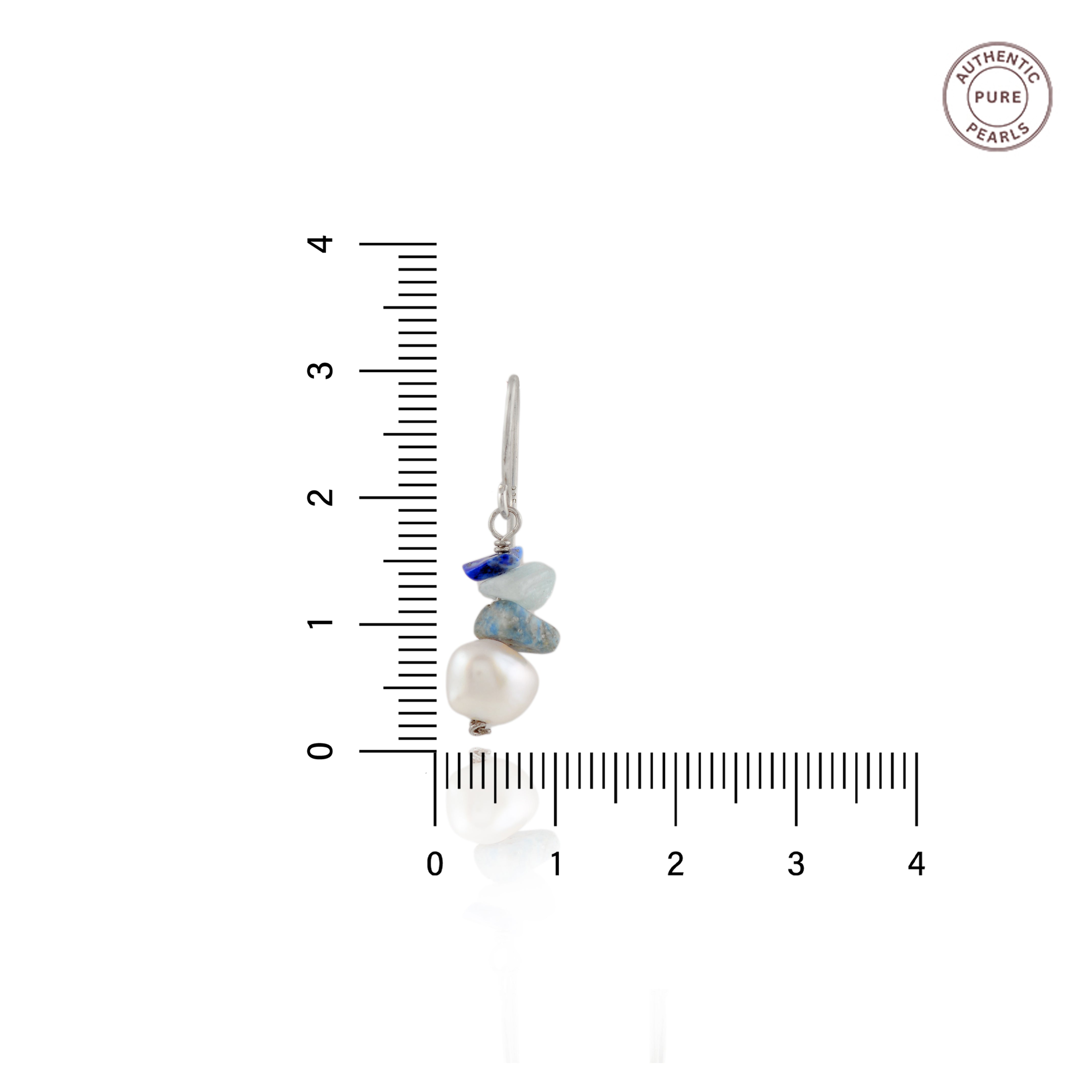 Pearl & Lapis Lazuli J-Hoop Earrings ( Uneven Freshwater Pearl & lapis lazuli Earrings in Silver)