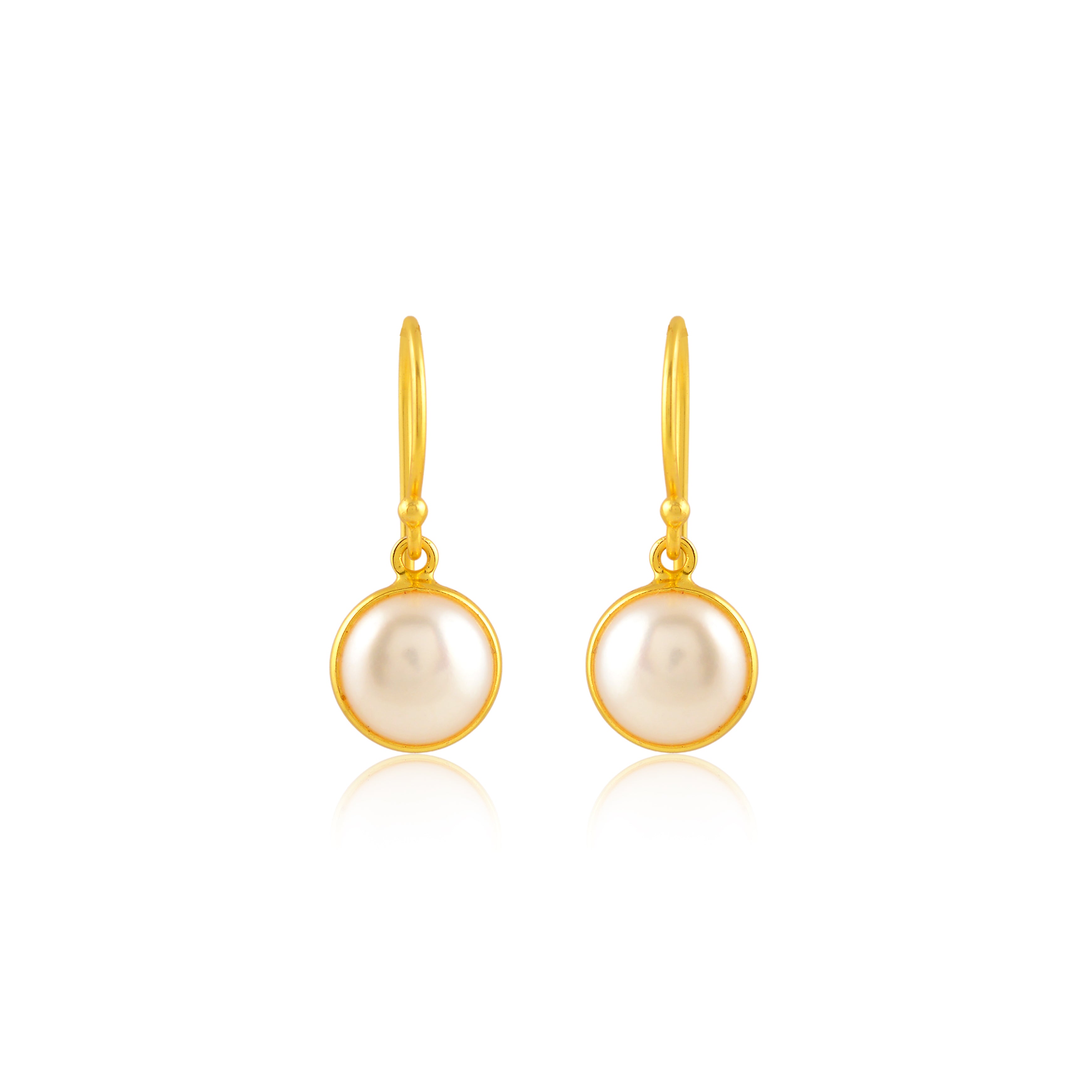 Framed Pearl Drop Earrings  (925 Sterling Silver Gold-Plated Pearl Drop Earrings)