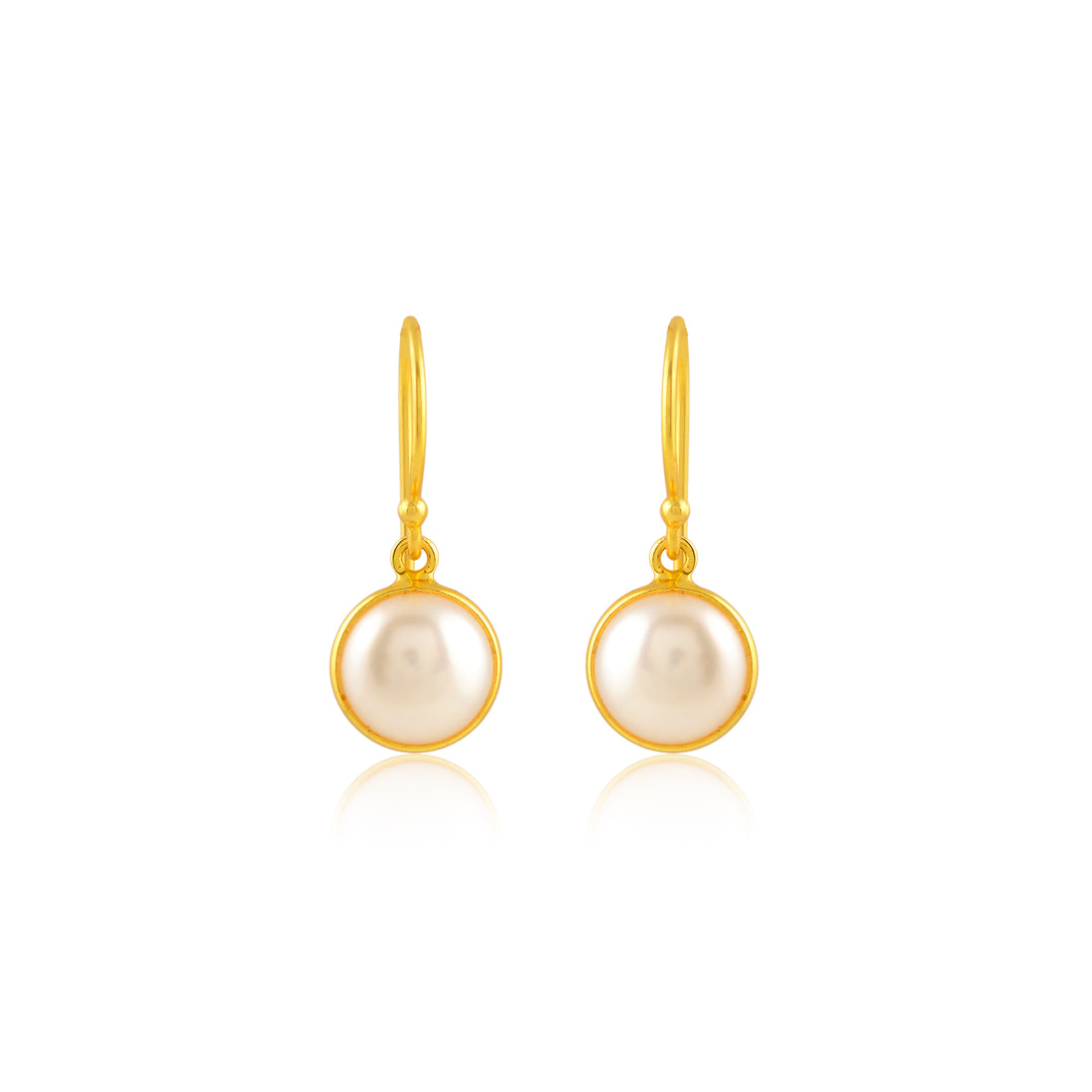 Framed Pearl Drop Earrings  (925 Sterling Silver Gold-Plated Pearl Drop Earrings)