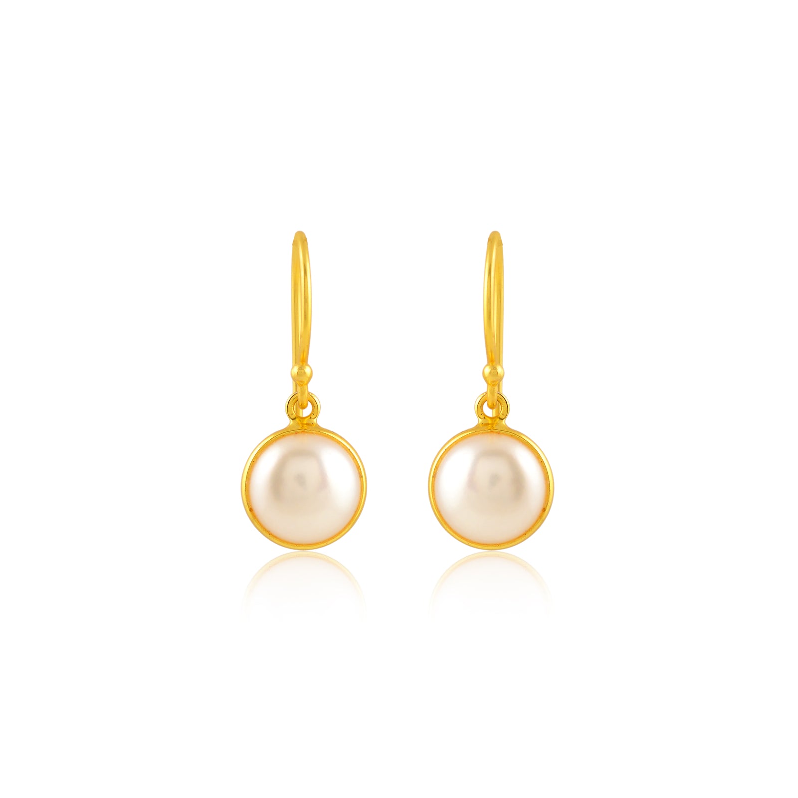 Framed Pearl Drop Earrings  (925 Sterling Silver Gold-Plated Pearl Drop Earrings)