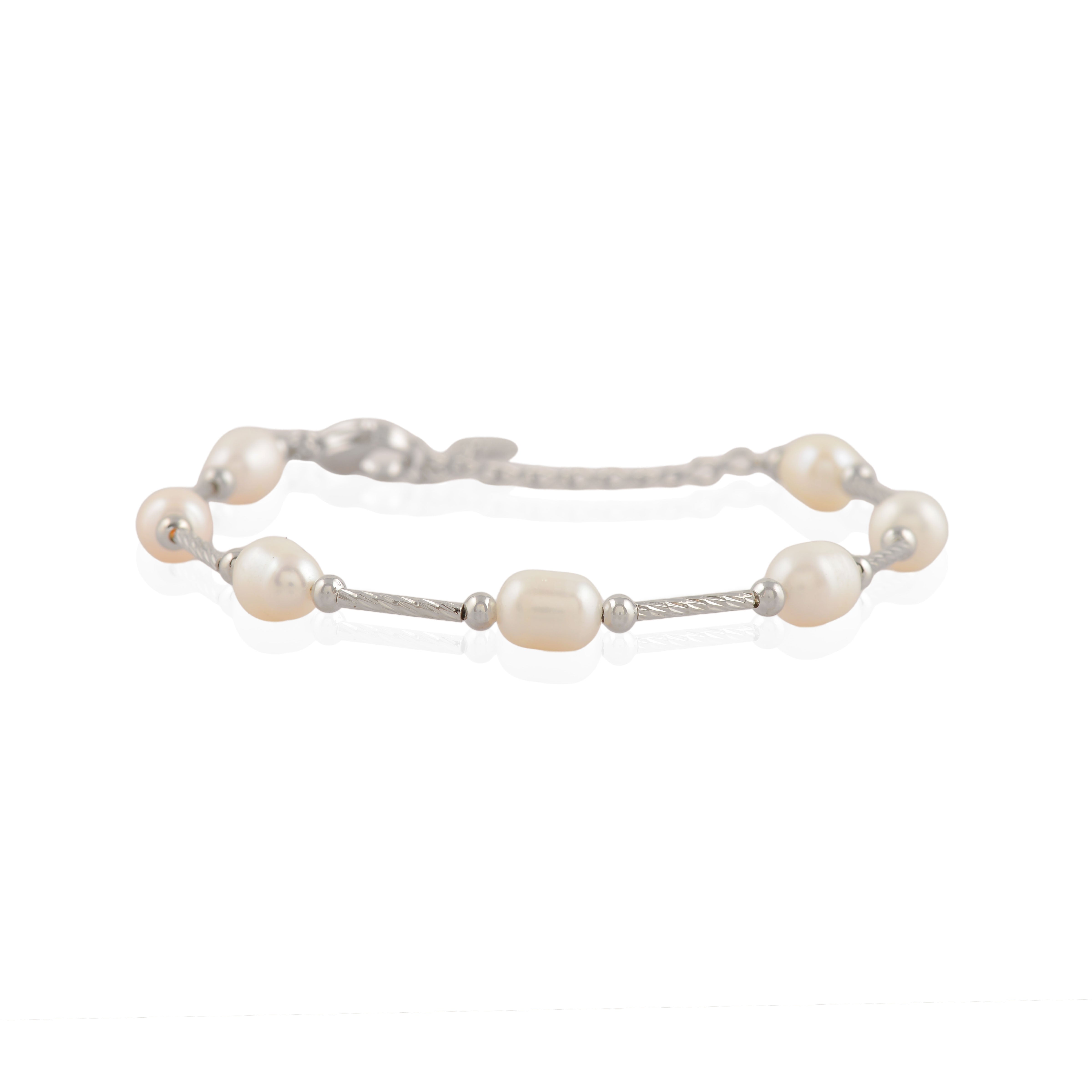 Single Strand Pearl Bracelet (Freshwater Pearl Bracelet in Silver)