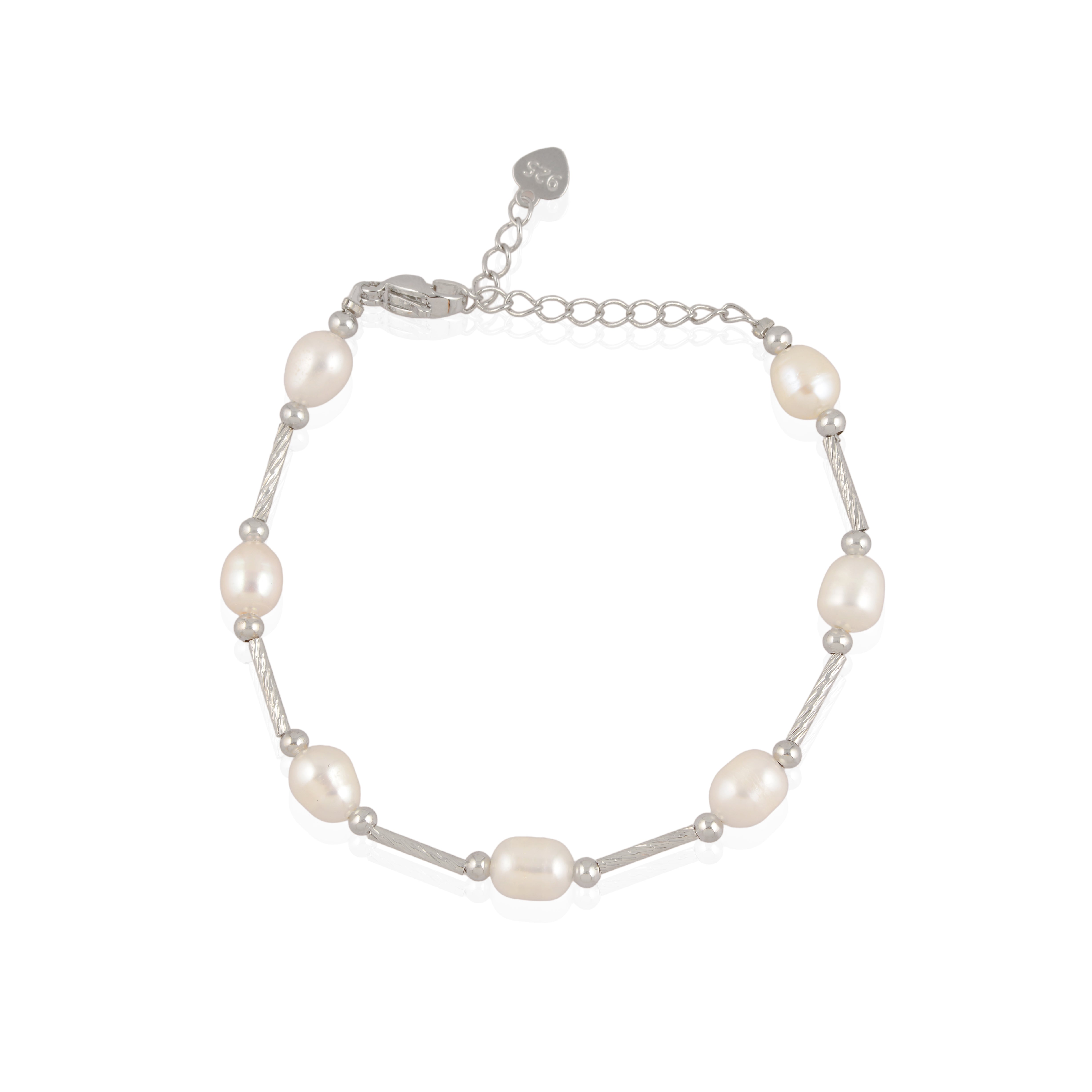 Single Strand Pearl Bracelet (Freshwater Pearl Bracelet in Silver)