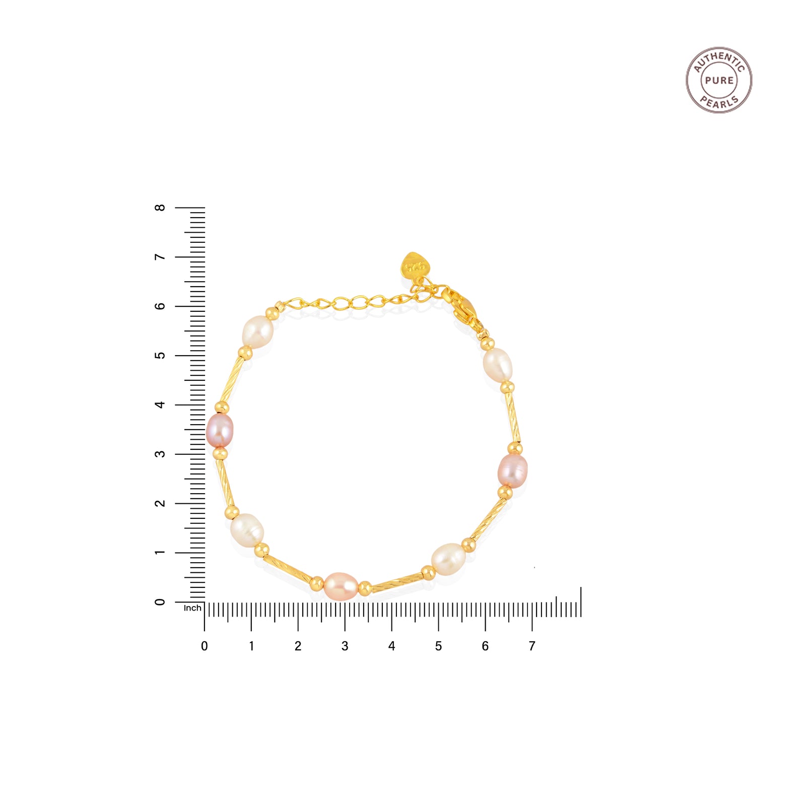 Blush & Ivory Pearl Chain Bracelet (Freshwater Pearl Bracelet with Gold-Plated Accents)