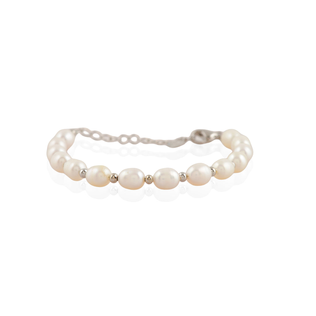 CZ Accent Pearl Bracelet (Freshwater Pearl Bracelet with Silver Accents)