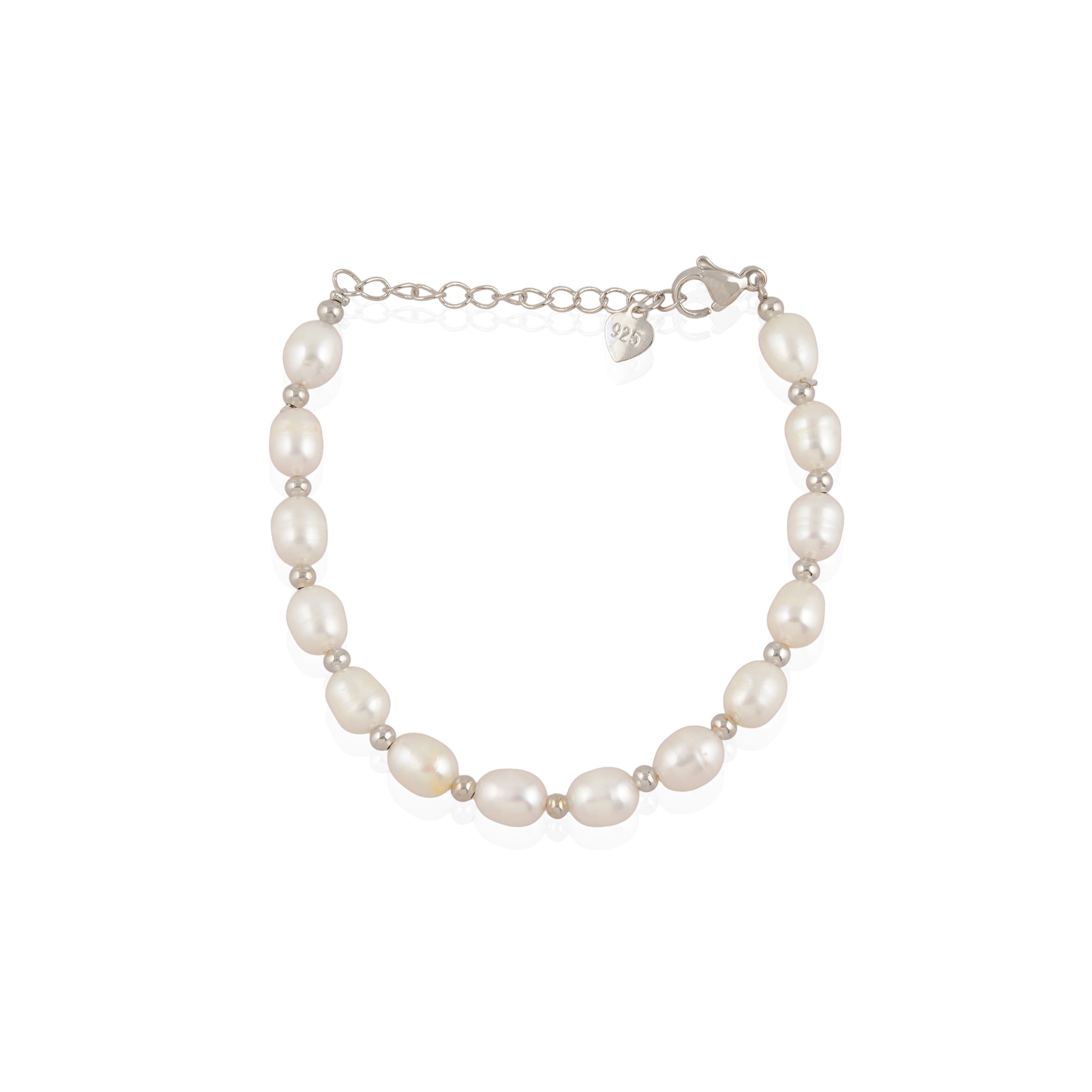 CZ Accent Pearl Bracelet (Freshwater Pearl Bracelet with Silver Accents)