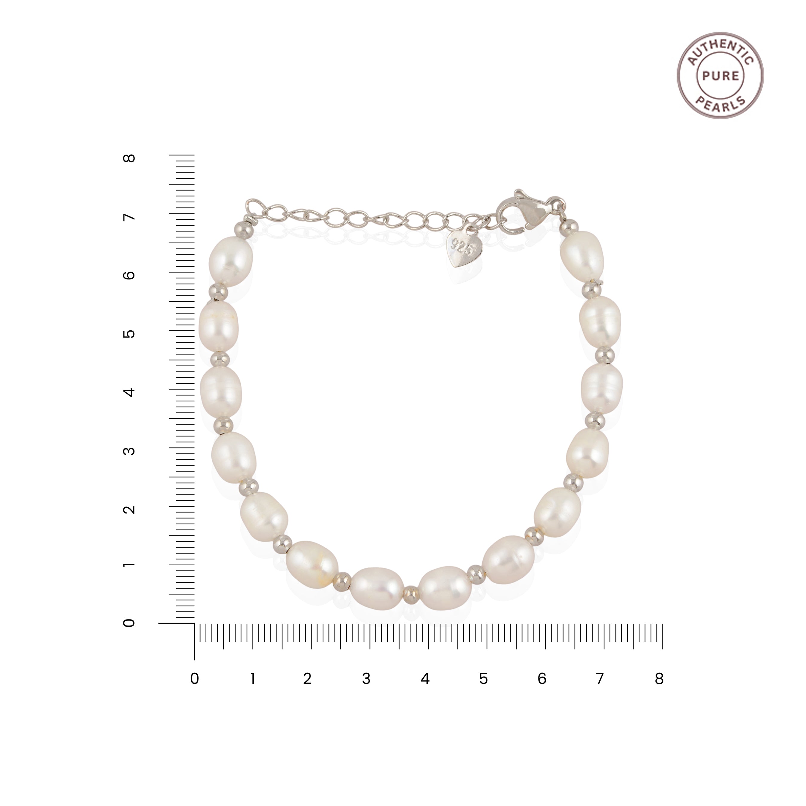 CZ Accent Pearl Bracelet (Freshwater Pearl Bracelet with Silver Accents)