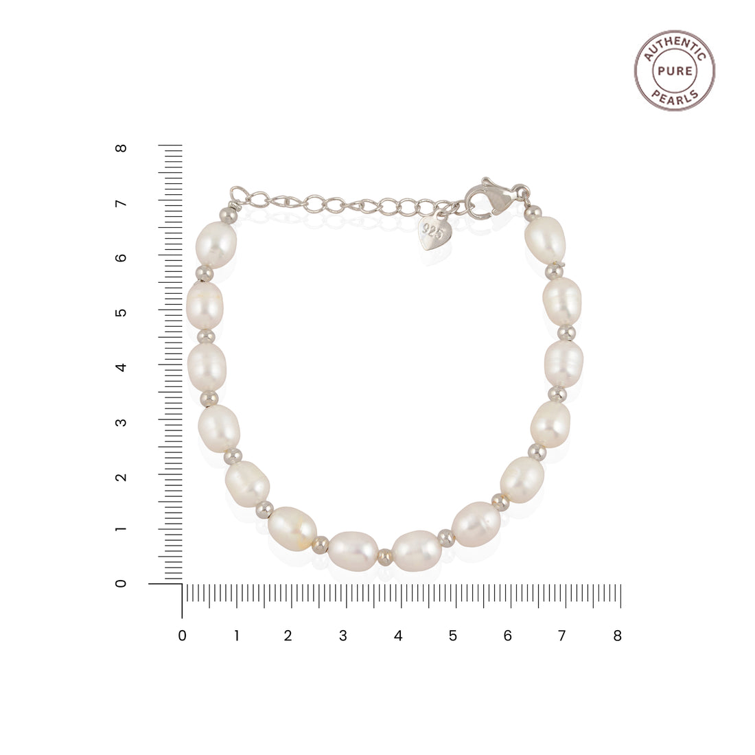 CZ Accent Pearl Bracelet (Freshwater Pearl Bracelet with Silver Accents)