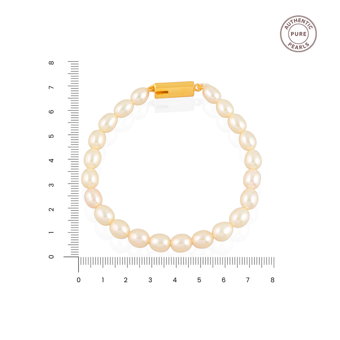Ivory Link Pearl Bracelet ( Fresh water Pearls With Gold Polished Clip In Silver )