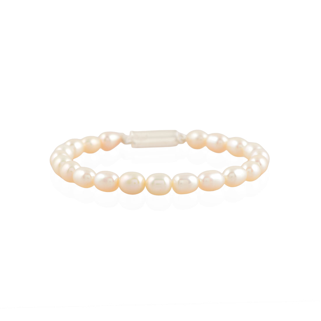 Classic White Pearl Bracelet (Freshwater Pearl Bracelet with Silver Clasp)