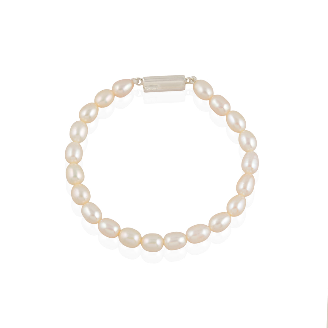Classic White Pearl Bracelet (Freshwater Pearl Bracelet with Silver Clasp)