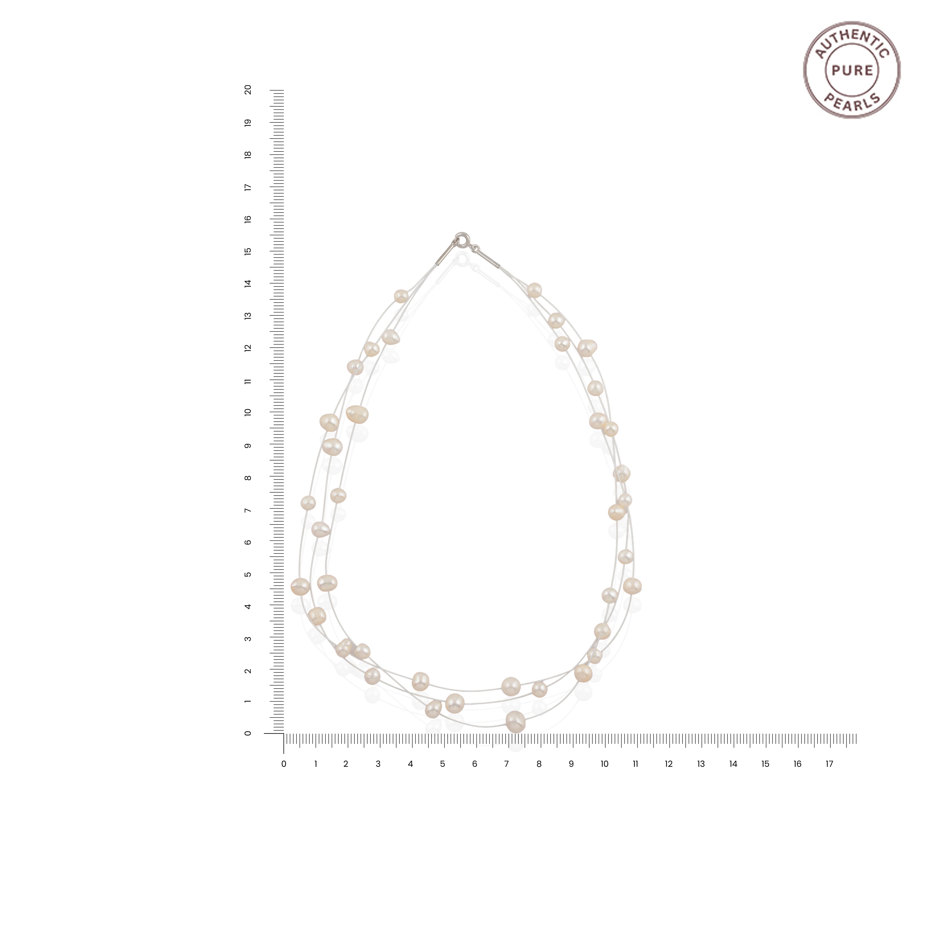 Delicate layered Pearl Necklace (Freshwater Pearl Station Necklace)