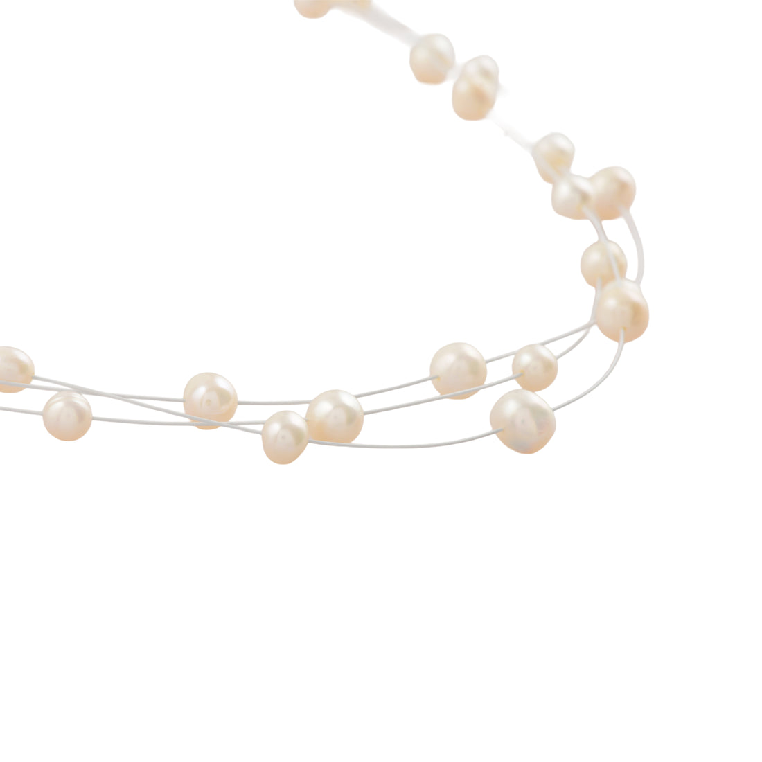 Delicate layered Pearl Necklace (Freshwater Pearl Station Necklace)