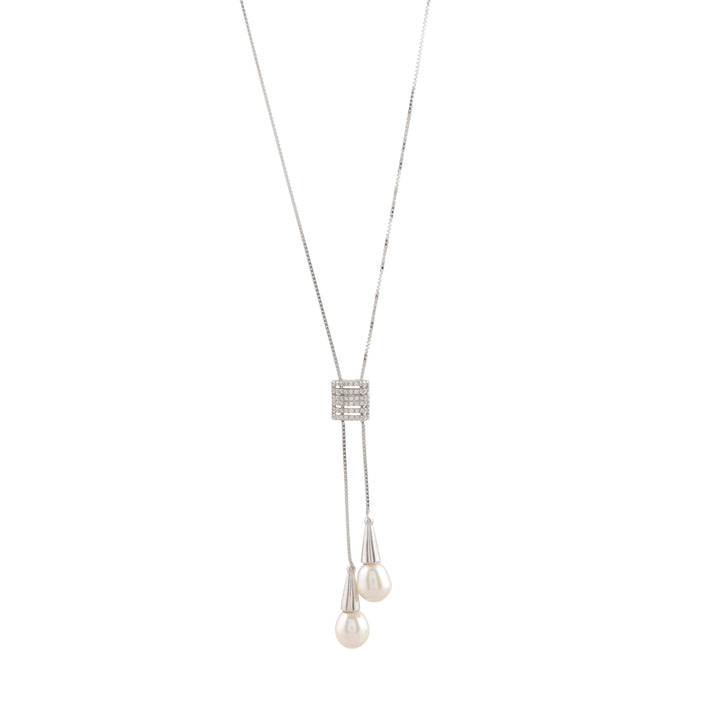 Silver & Pearl Drop Necklace (Freshwater Pearl Drop Necklace with Silver Accents)