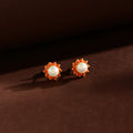Coral Bloom Pearl Studs (Coral & Freshwater Pearl Stud Earrings)
