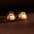 Golden Loop Pearl Studs (Freshwater Pearl Stud Earrings in Gold-Plated Silver)