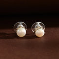 Silver Swirl Pearl Stud Earrings (Freshwater Pearl Stud Earrings in Silver)
