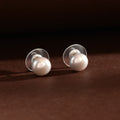 Silver Button Studs (Freshwater Grey Pearl Stud Earrings)