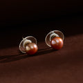 Classic brown Pearl Stud Earrings (Freshwater Pearl Ear Studs in Silver)