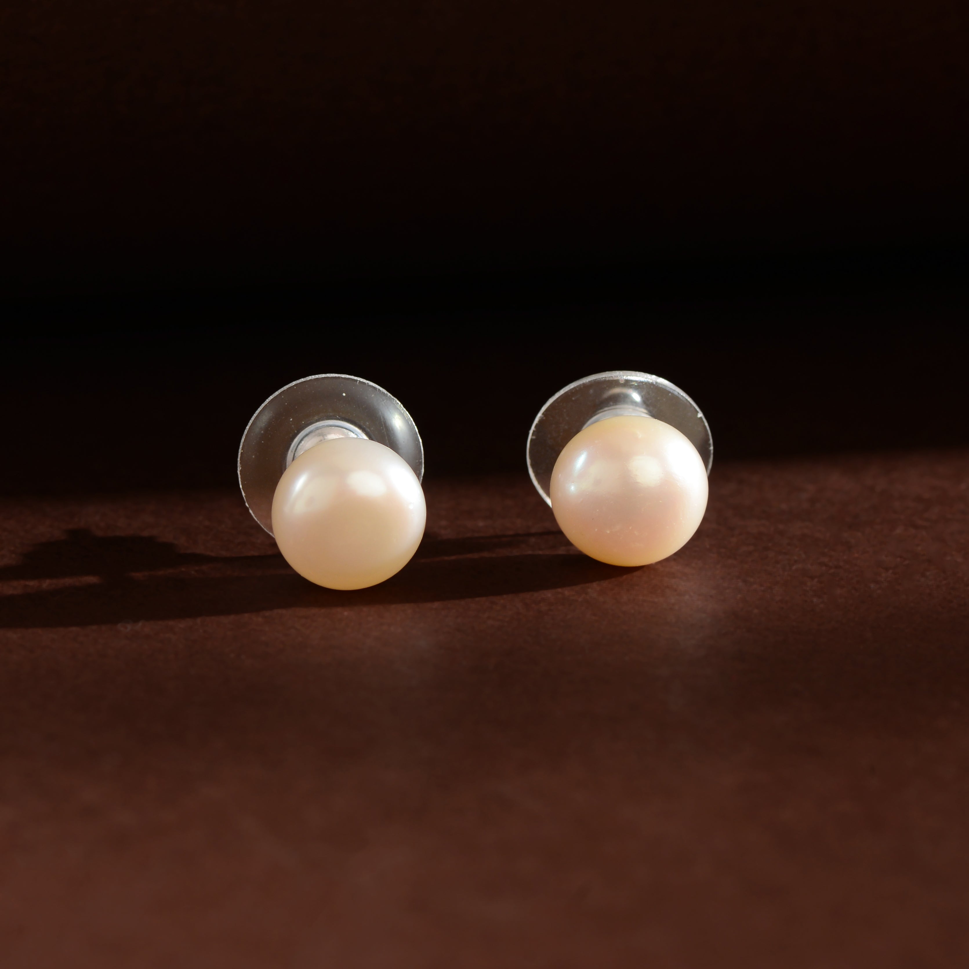 Classic white Pearl studs ( fresh water white pearl studs )