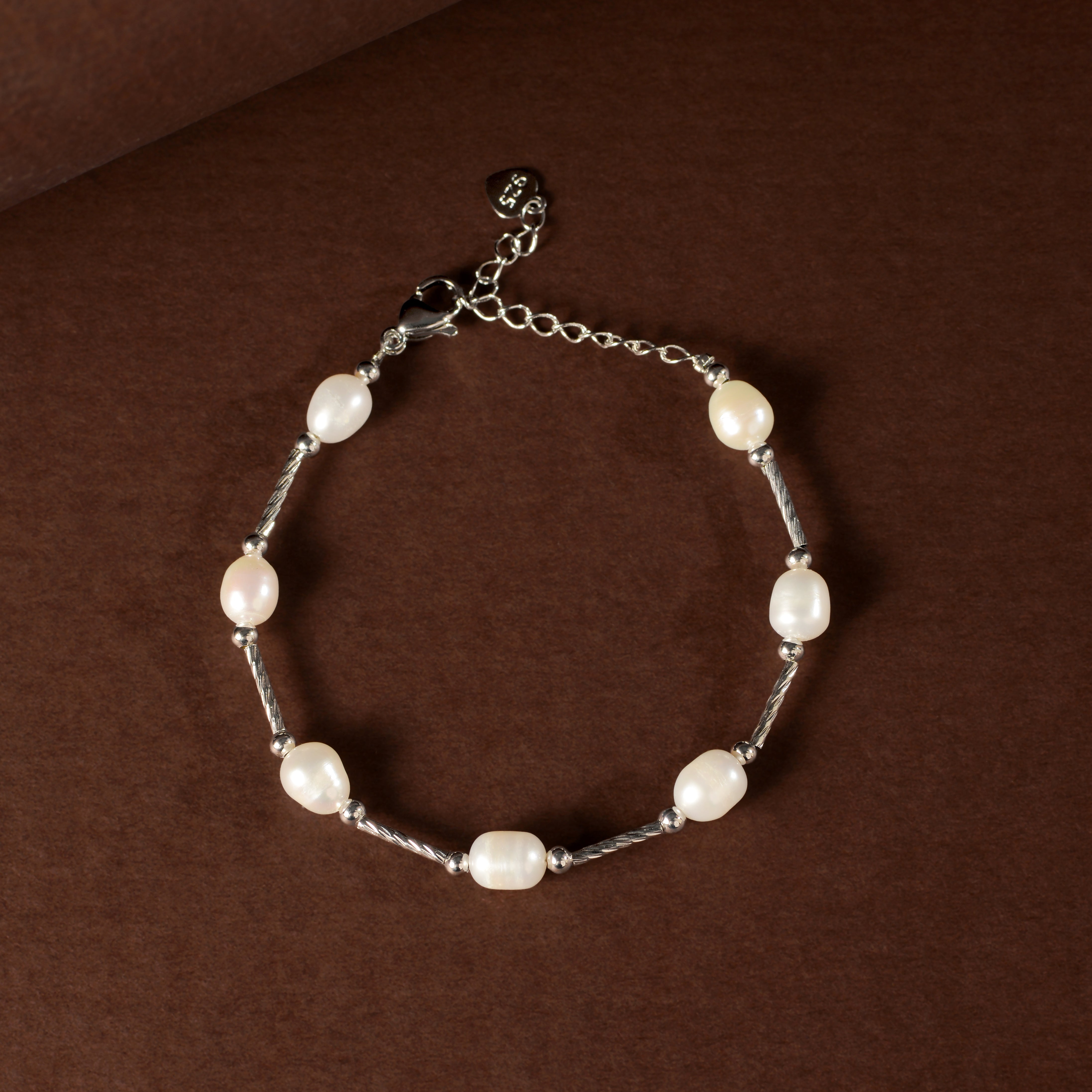 Single Strand Pearl Bracelet (Freshwater Pearl Bracelet in Silver)