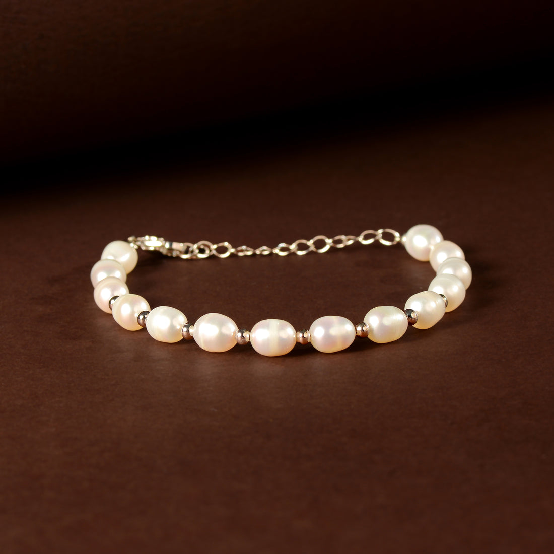 CZ Accent Pearl Bracelet (Freshwater Pearl Bracelet with Silver Accents)