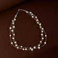 Delicate layered Pearl Necklace (Freshwater Pearl Station Necklace)