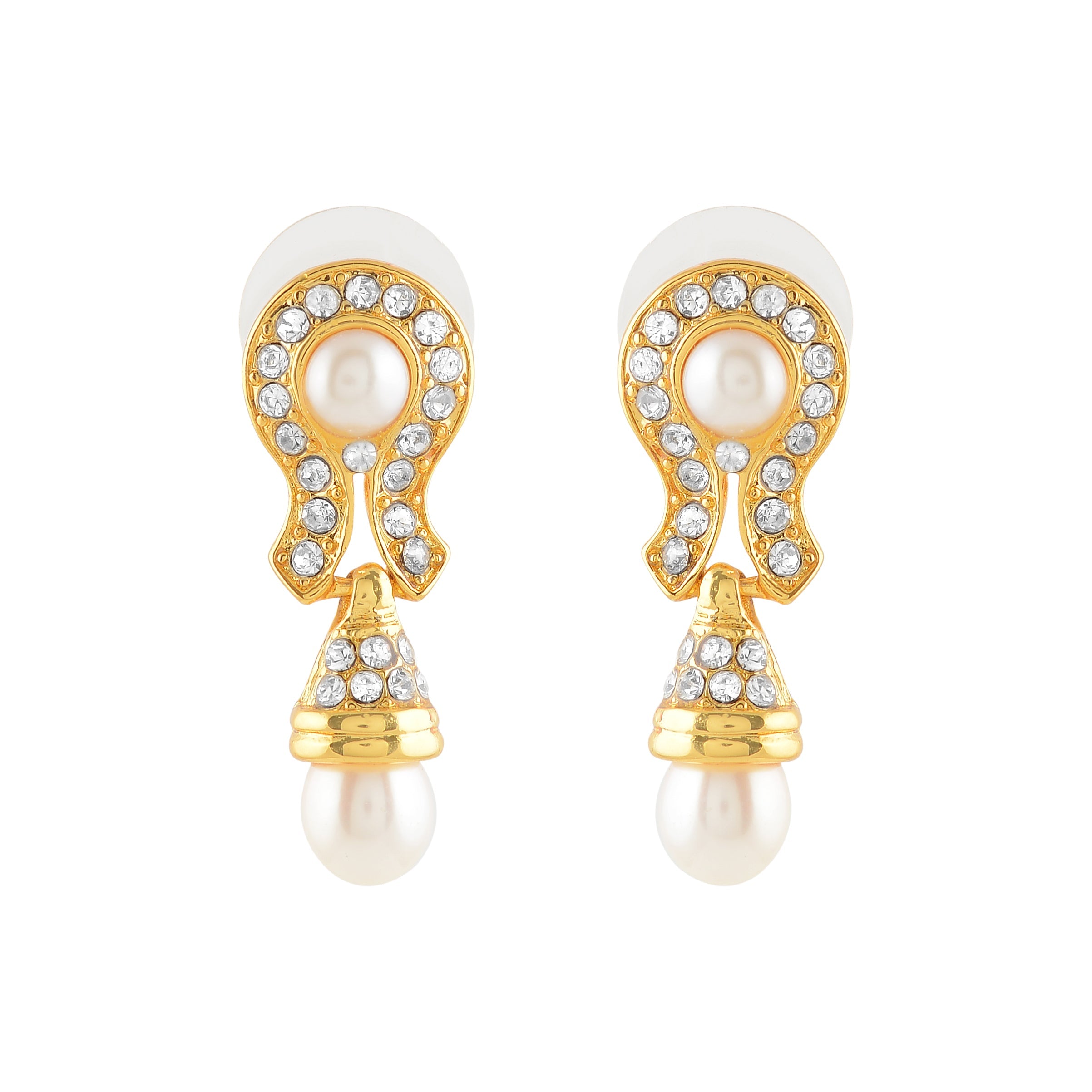 Elegant Button Pearl Single Line Necklace and Earrings Set - Krishna Jewellers Pearls and Gems