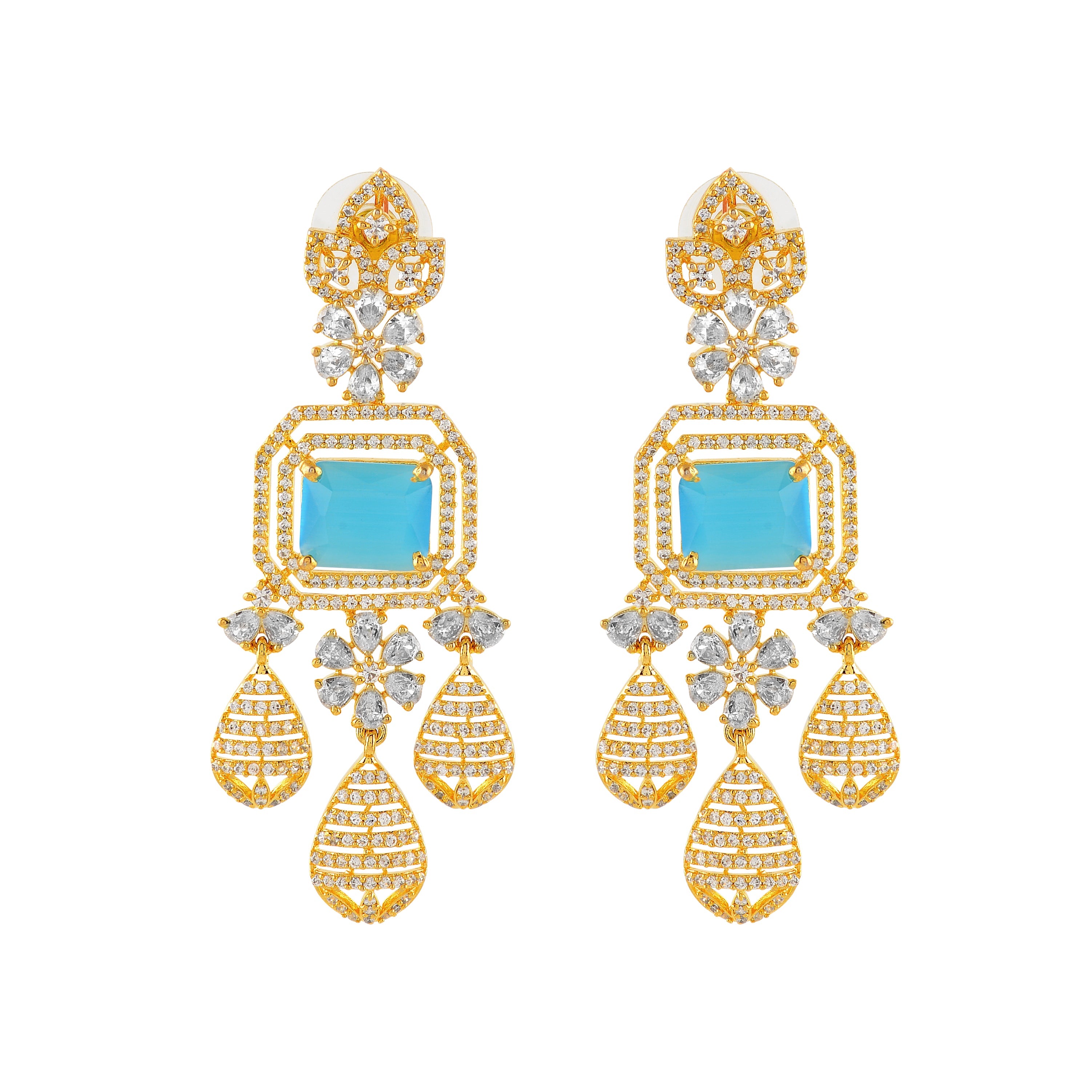 Beautiful Natural Pearl Choker Set with Bright Sky blue stones - Krishna Jewellers Pearls and Gems