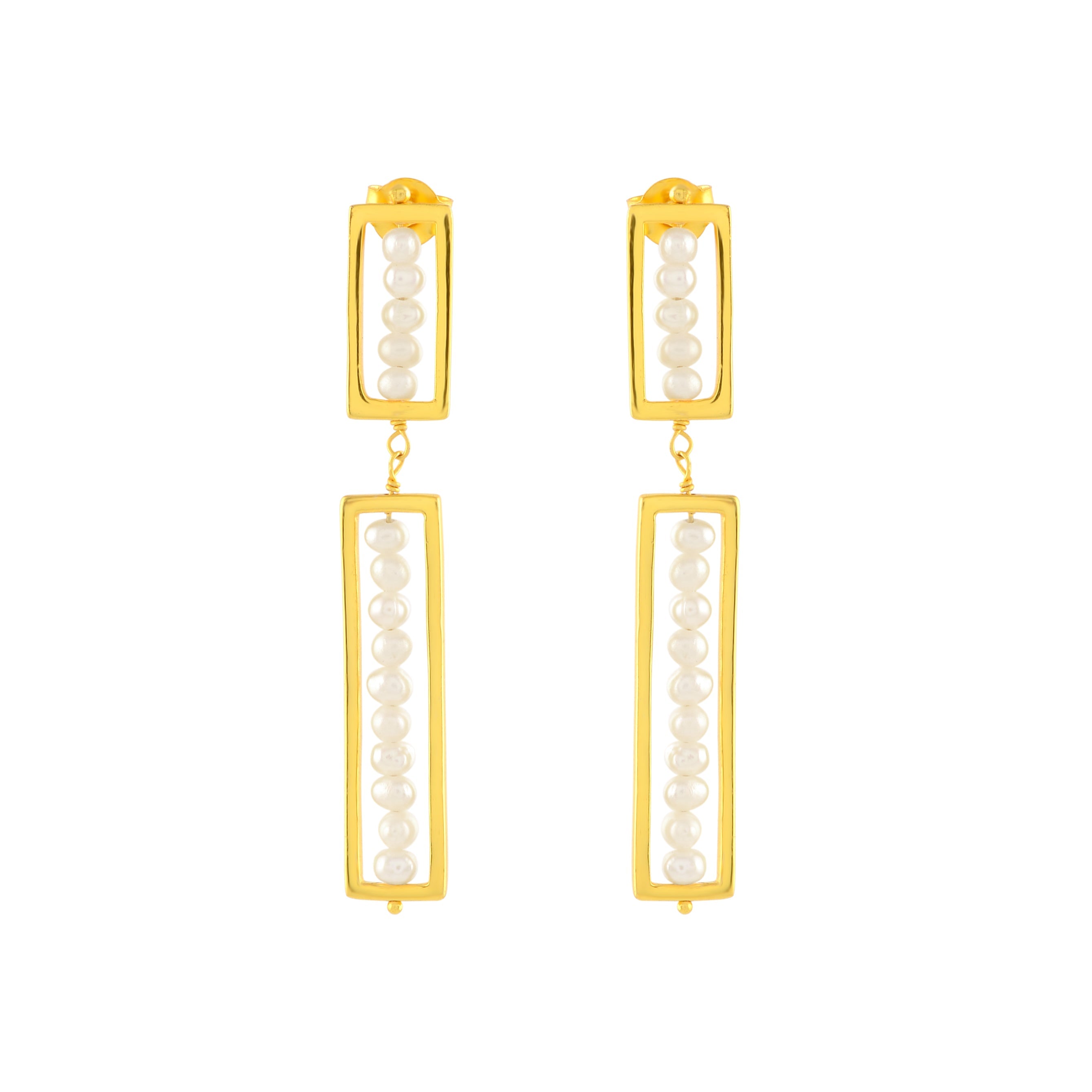 Beautiful Hanging Freshwater Pearls Earrings - Krishna Jewellers Pearls and Gems