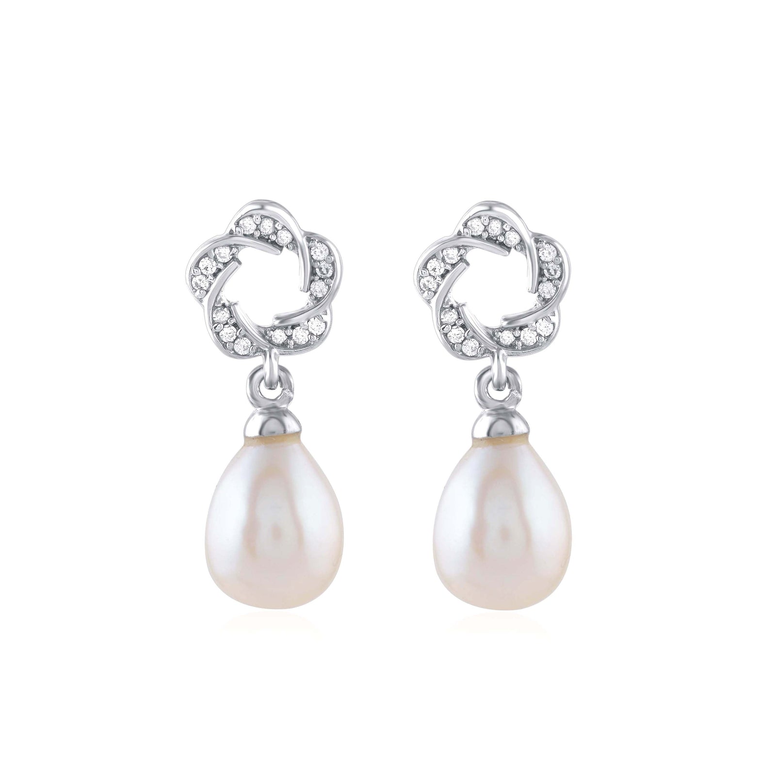 Floral Teardrop Pearl Earrings - Krishna Jewellers Pearls and Gems