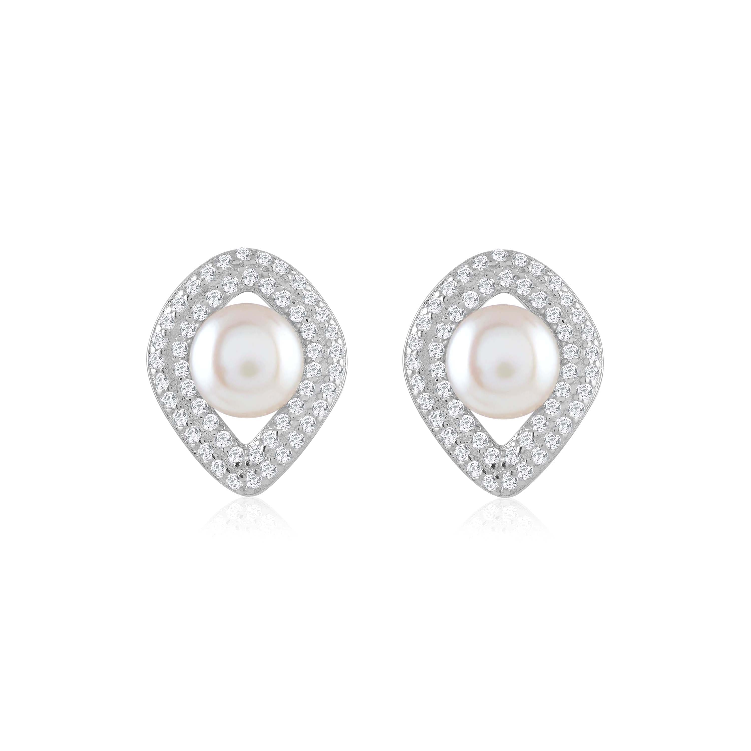 Sterling Silver Teardrop Studs Earring - Krishna Jewellers Pearls and Gems