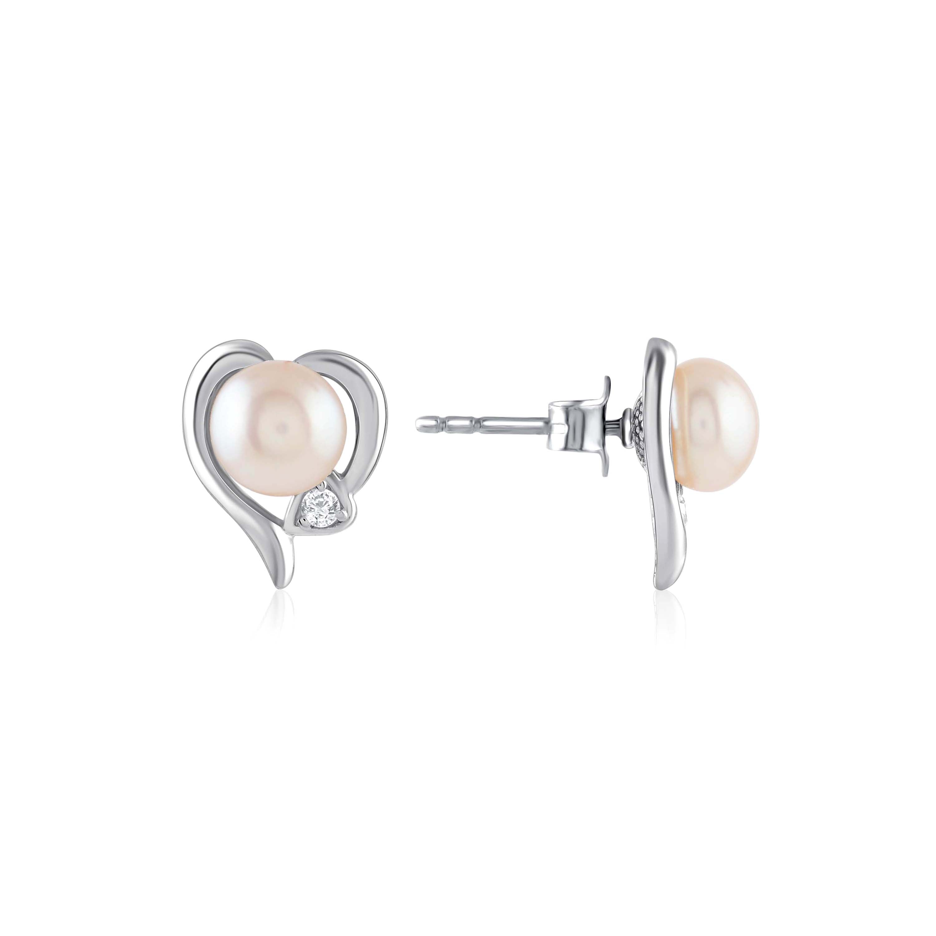 Decorative Freshwater Pearl Heart Shape Earring - Krishna Jewellers Pearls and Gems