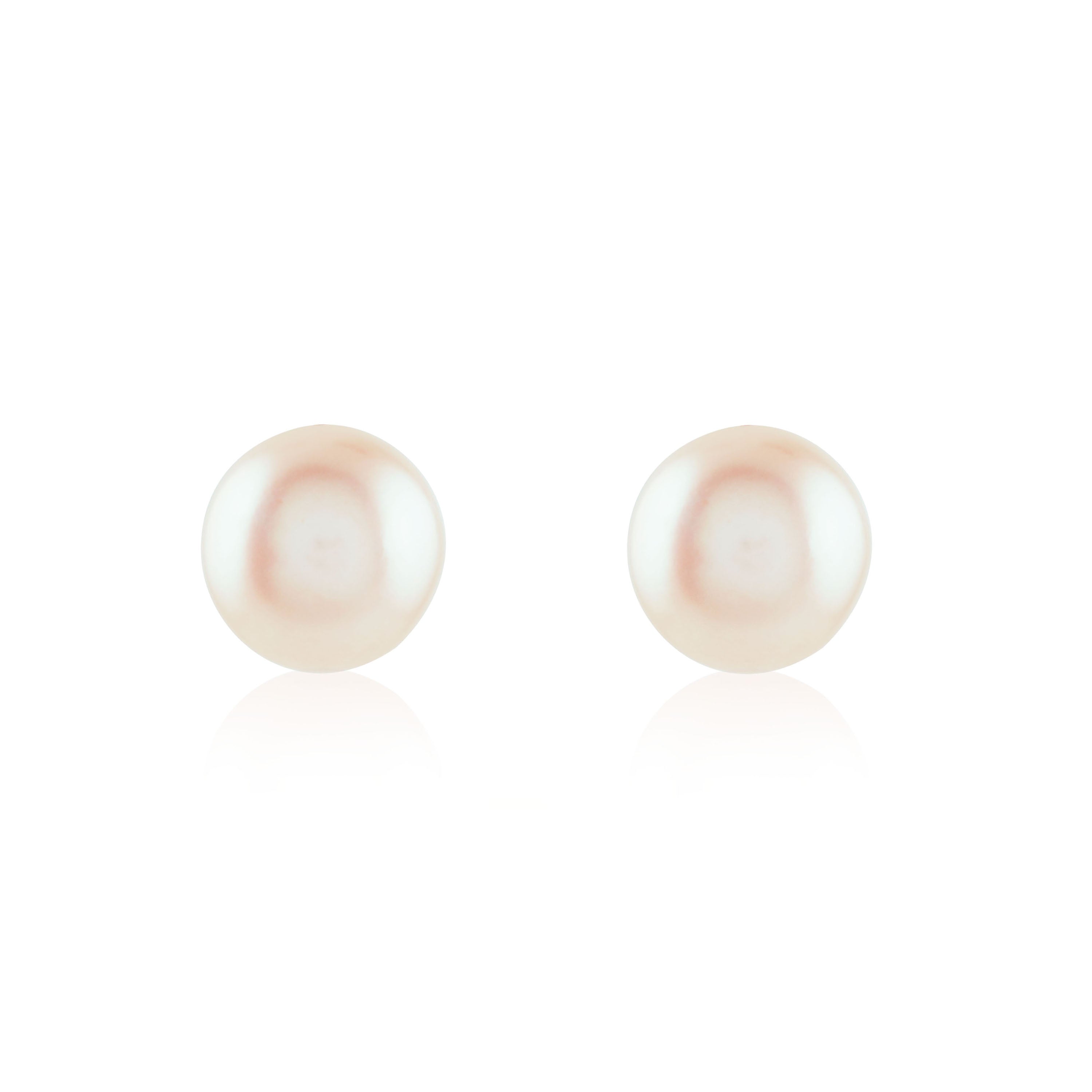 Classic Peach-colored Freshwater Pearls Studs Earrings - Krishna Jewellers Pearls and Gems
