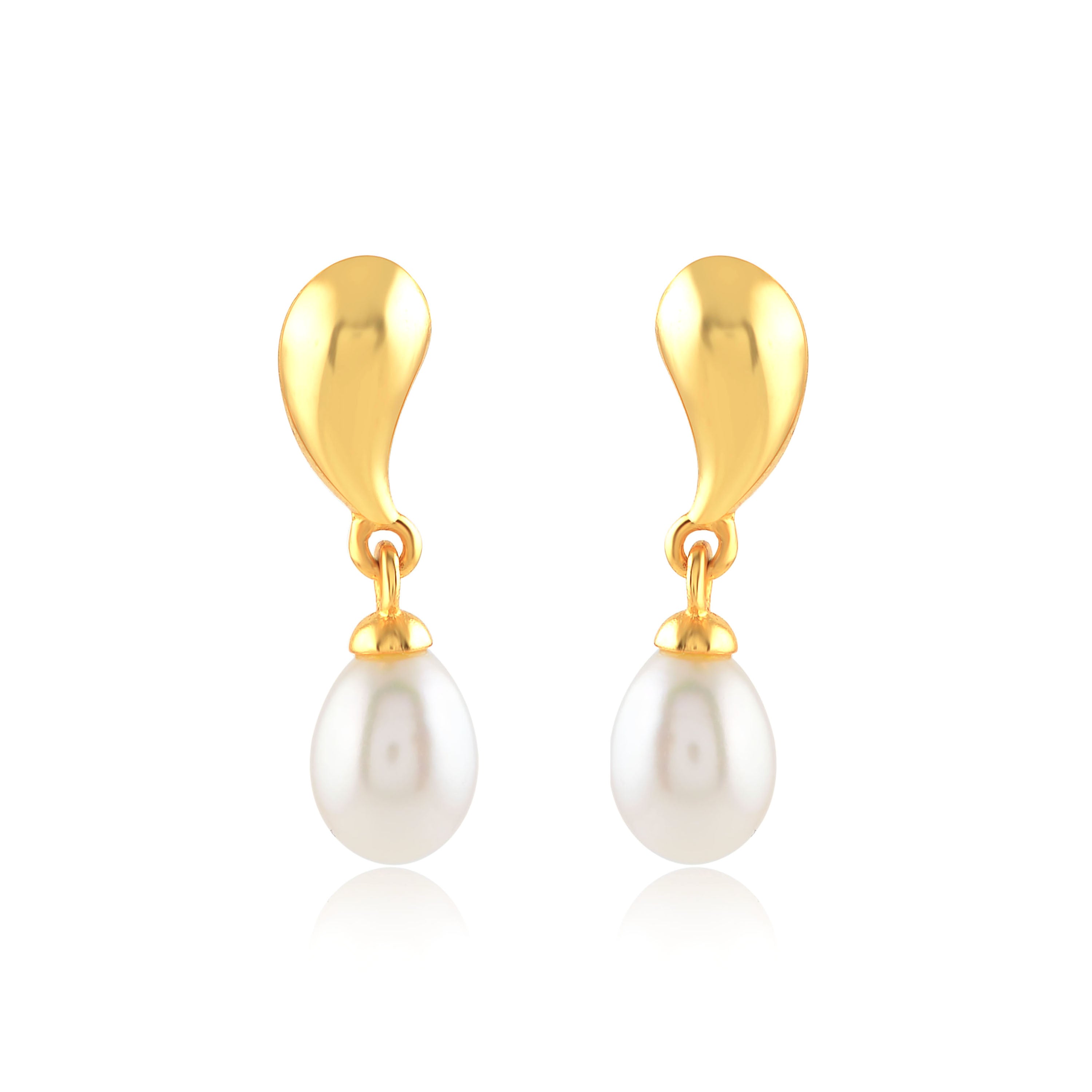 Yellow Tinted Pearl dangling Earrings - Krishna Jewellers Pearls and Gems