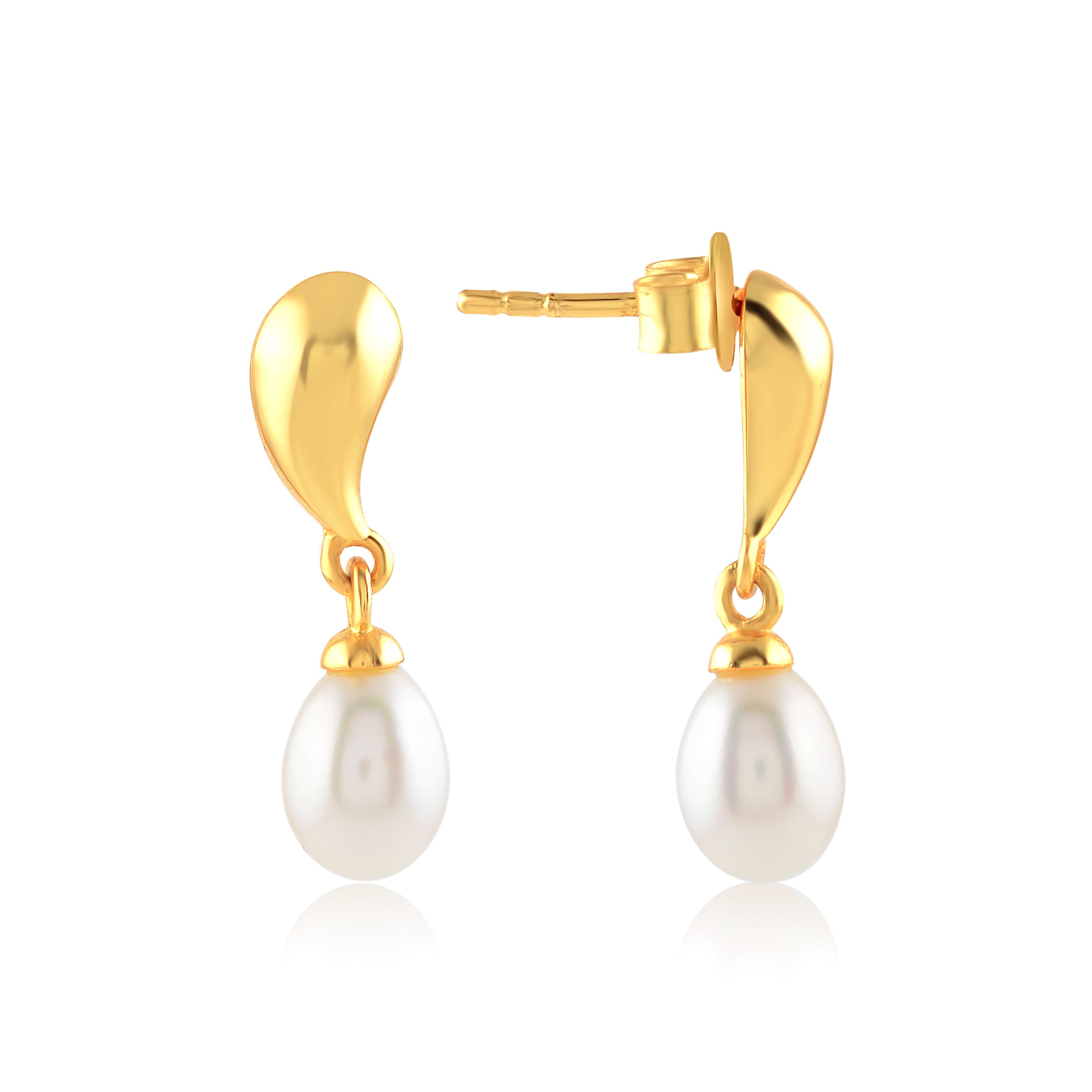 Yellow Tinted Pearl dangling Earrings - Krishna Jewellers Pearls and Gems