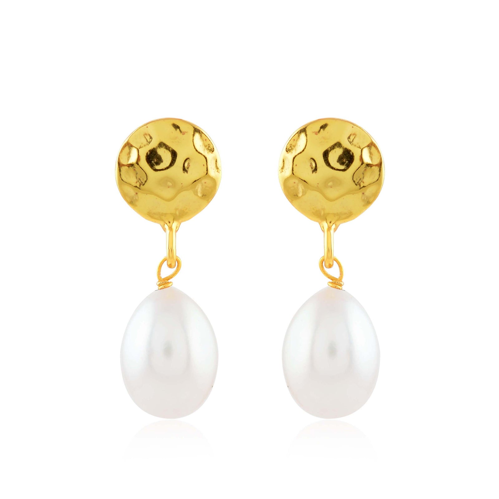 Coin-style Pearl Studs Danglers - Krishna Jewellers Pearls and Gems