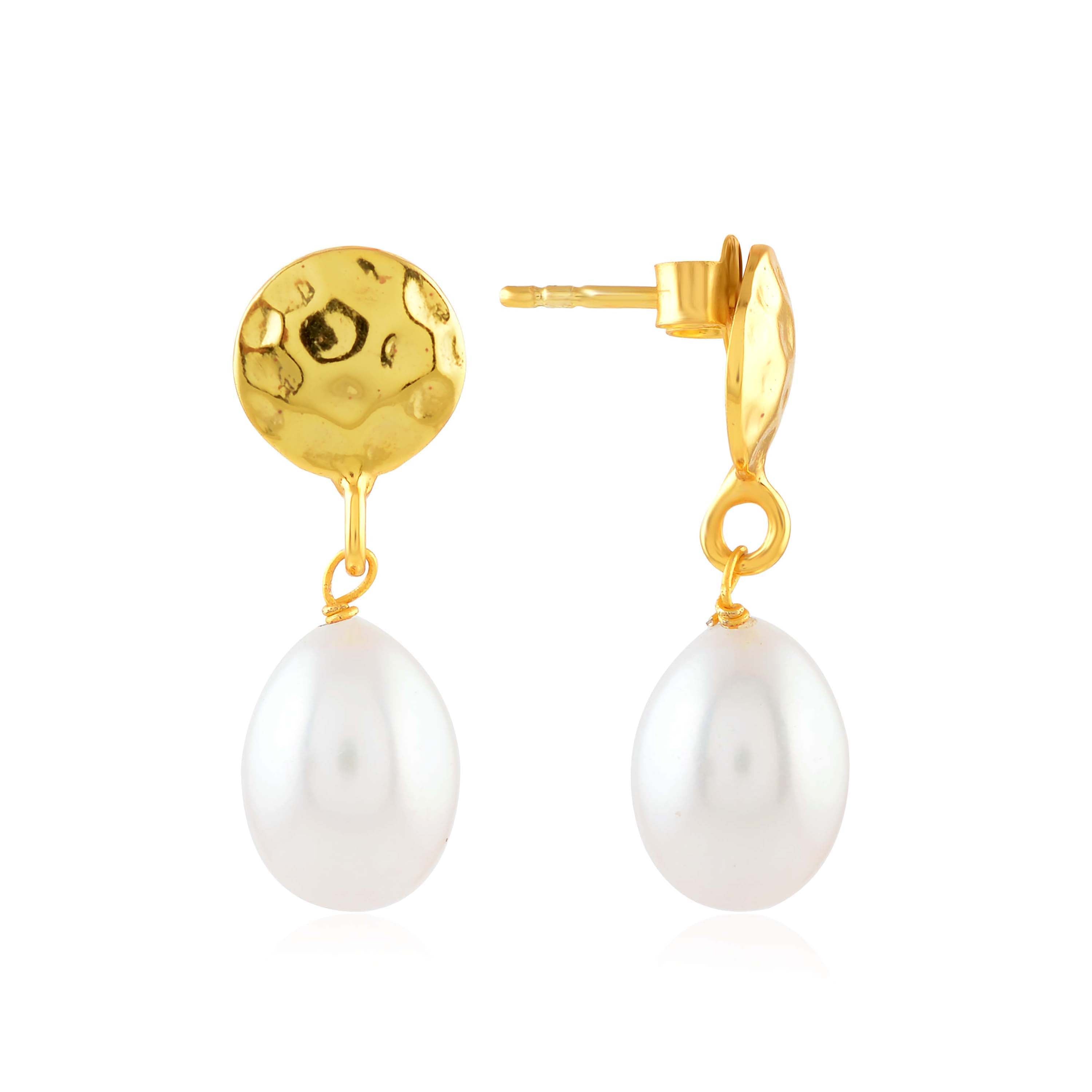 Coin-style Pearl Studs Danglers - Krishna Jewellers Pearls and Gems