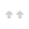 Sparkling Button Pearl Earrings Adorned With AAA CZ Stones