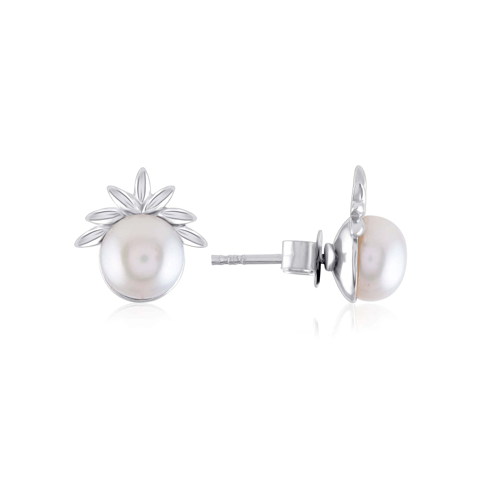 Sparkling Button Pearls Adorned With AAA CZ Stones - Krishna Jewellers Pearls and Gems