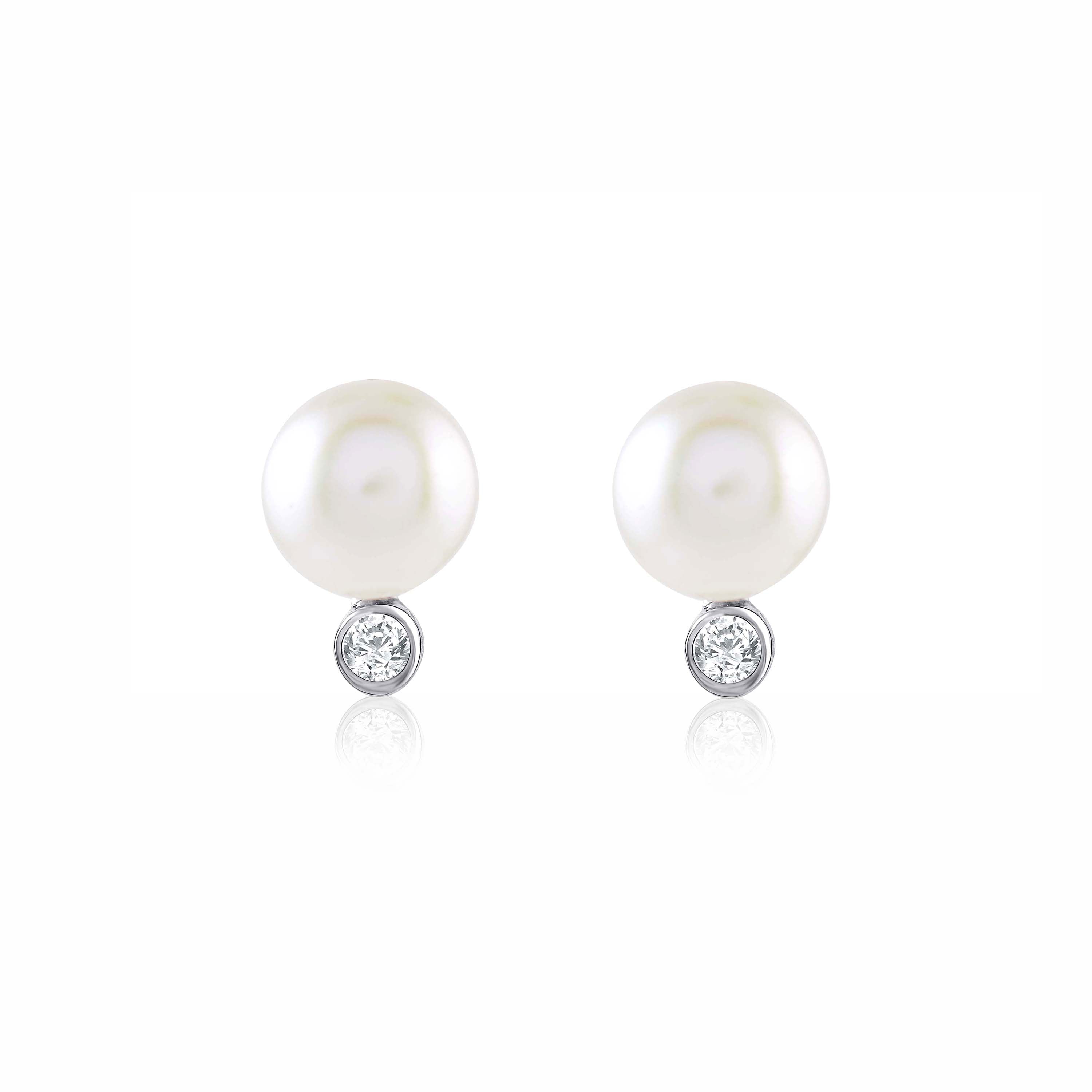 White Cultured Pearl Studs Earring - Krishna Jewellers Pearls and Gems