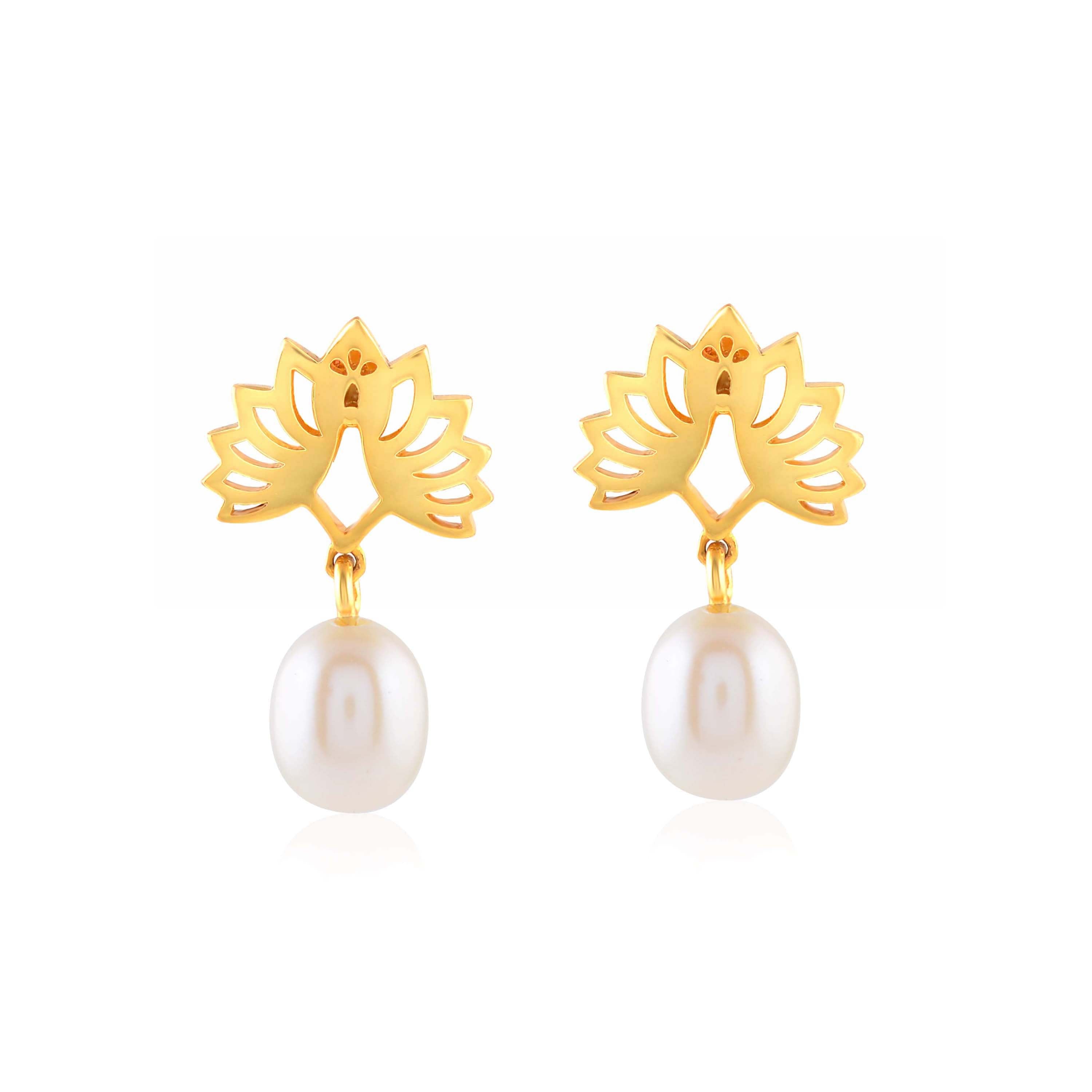 Dancing Elegance: Peacock-inspired Pearl Drop Earrings - Krishna Jewellers Pearls and Gems