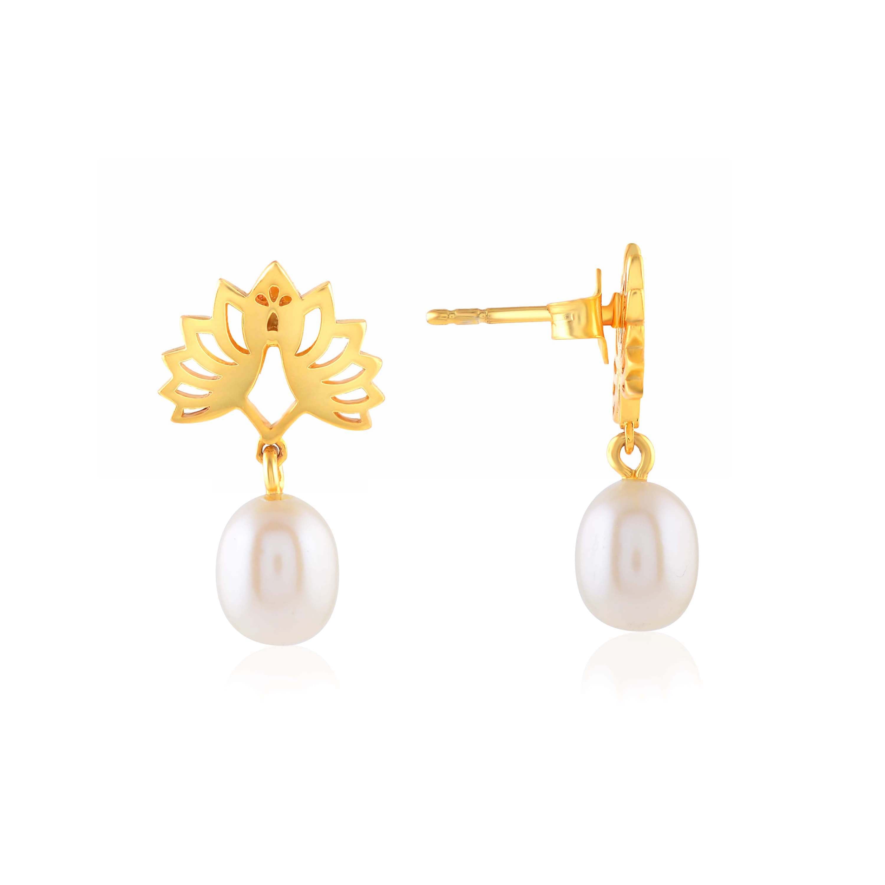 Dancing Elegance: Peacock-inspired Pearl Drop Earrings - Krishna Jewellers Pearls and Gems